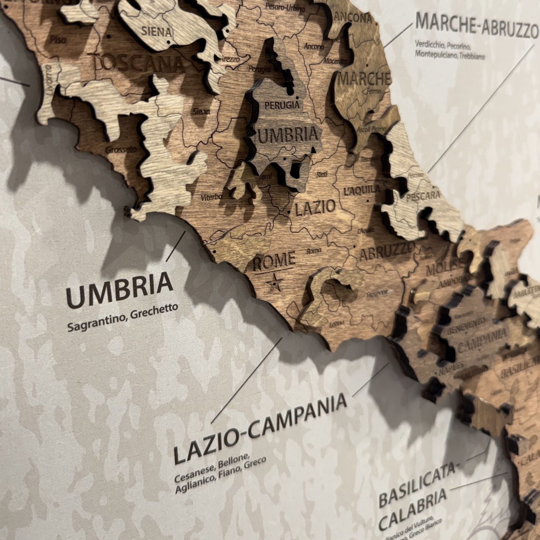 Tableau Carte des vins d’Italie sur panneau