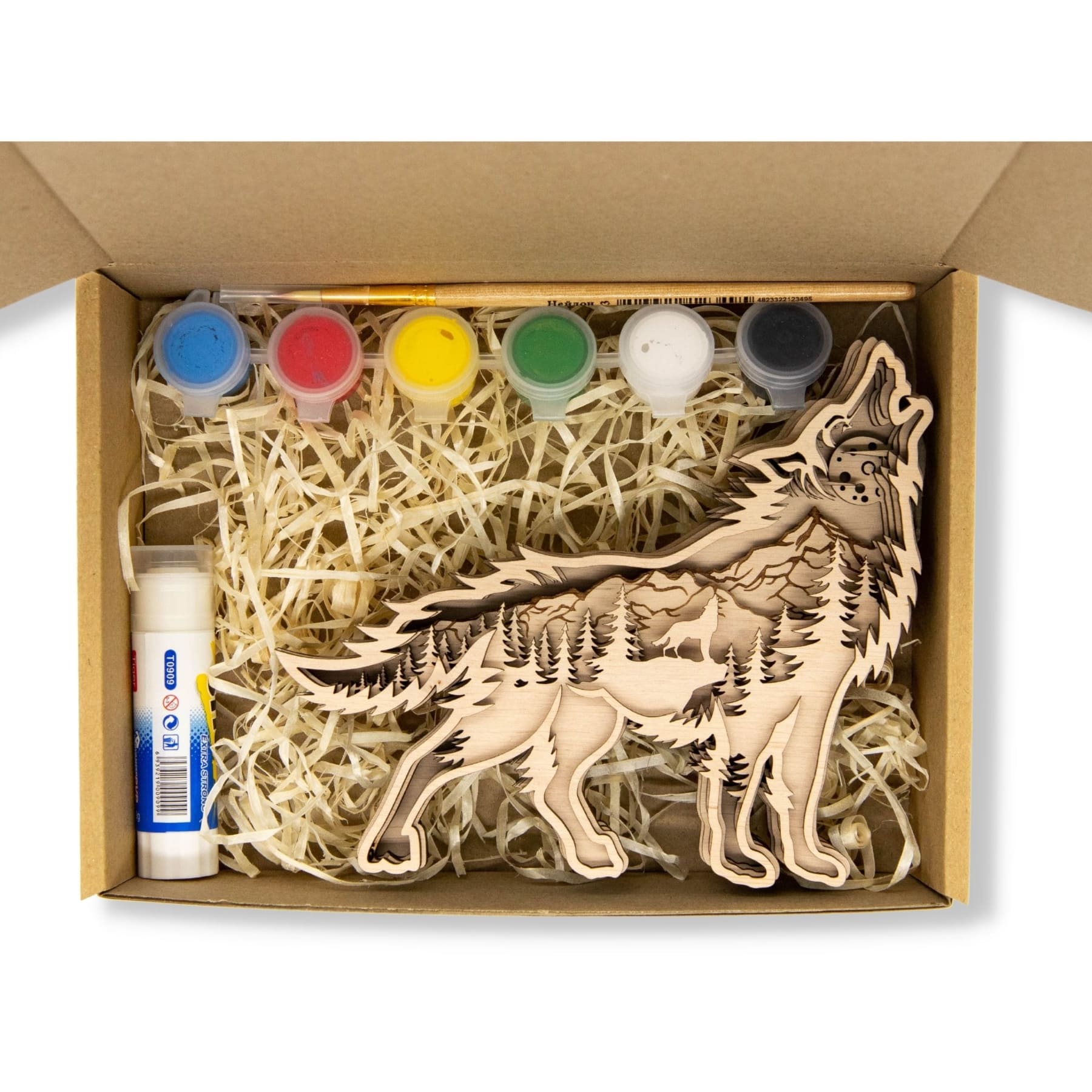 3D Wooden coloring kit Wolf