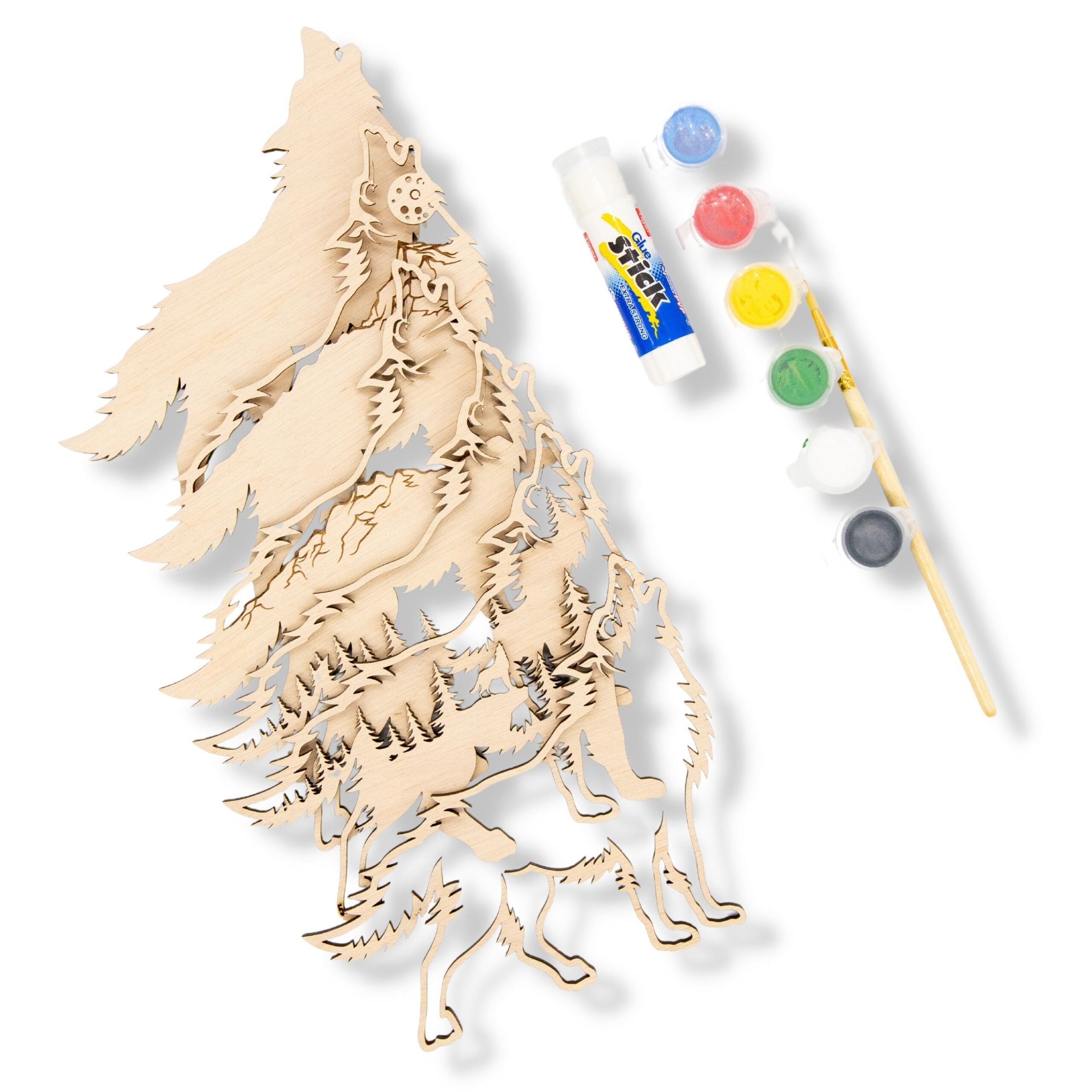 3D Wooden coloring kit Wolf