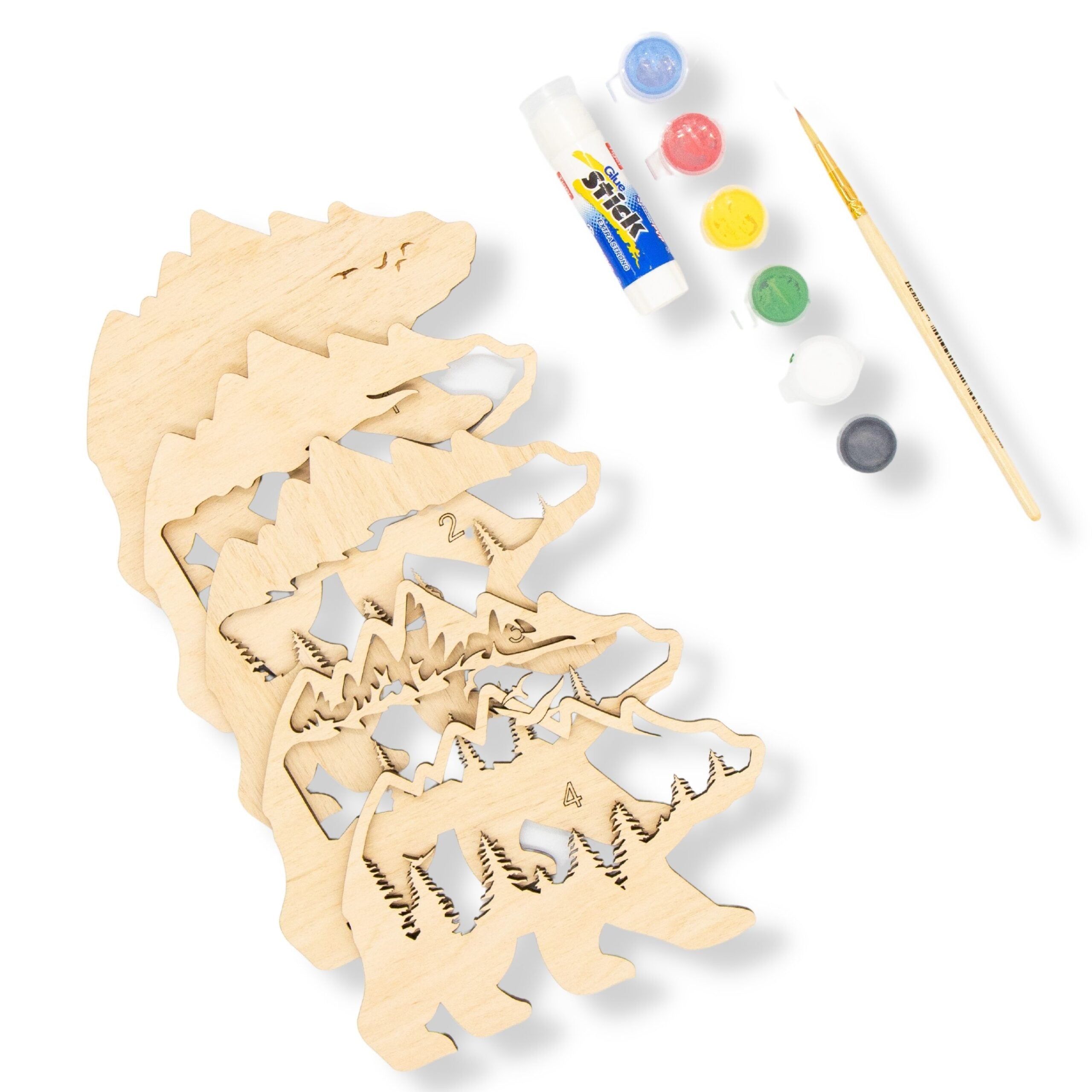 3D wooden kit to paint Bear