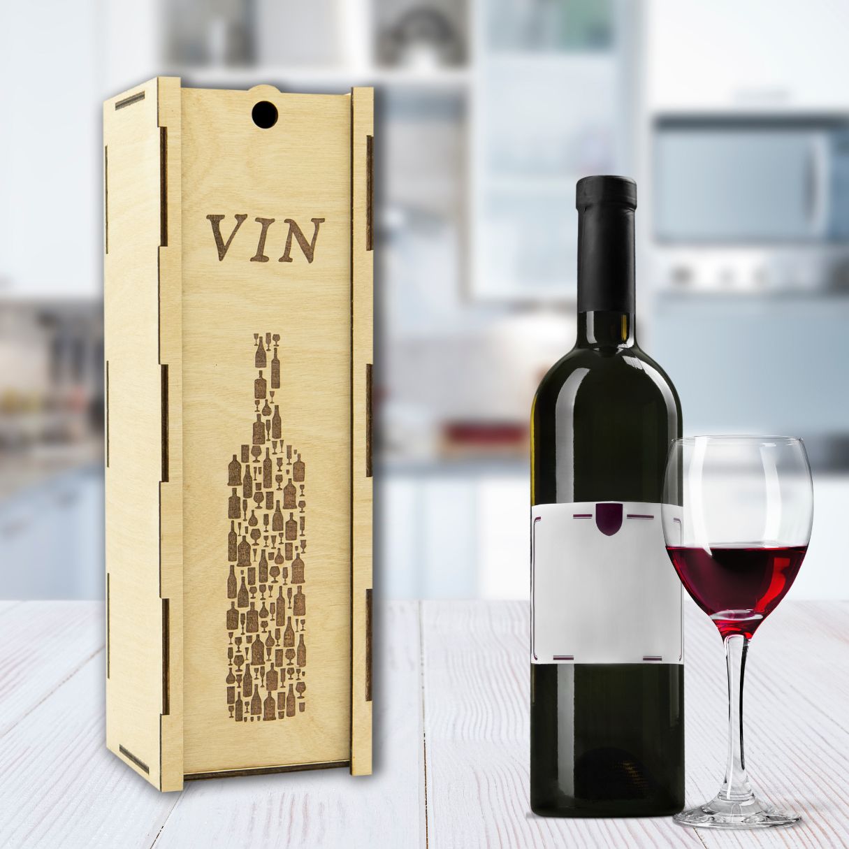 "Bottle" light wooden wine box