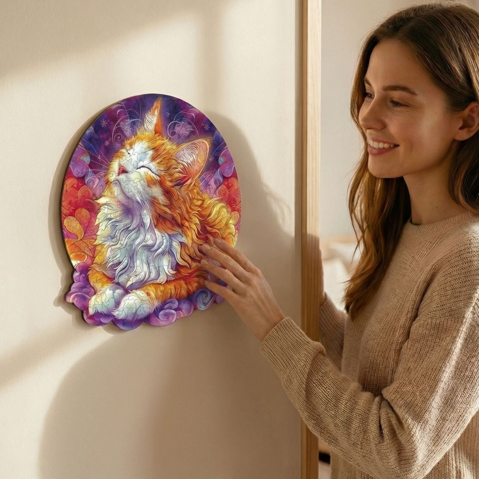Chat zen Puzzle en bois