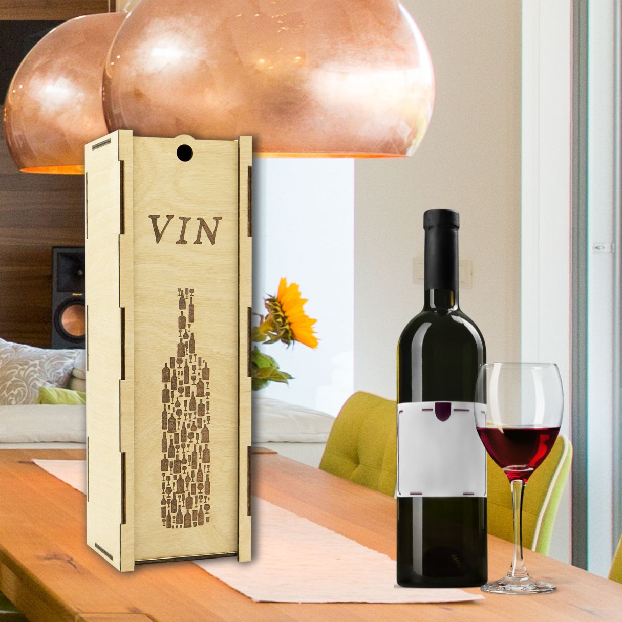 "Bottle" light wooden wine box