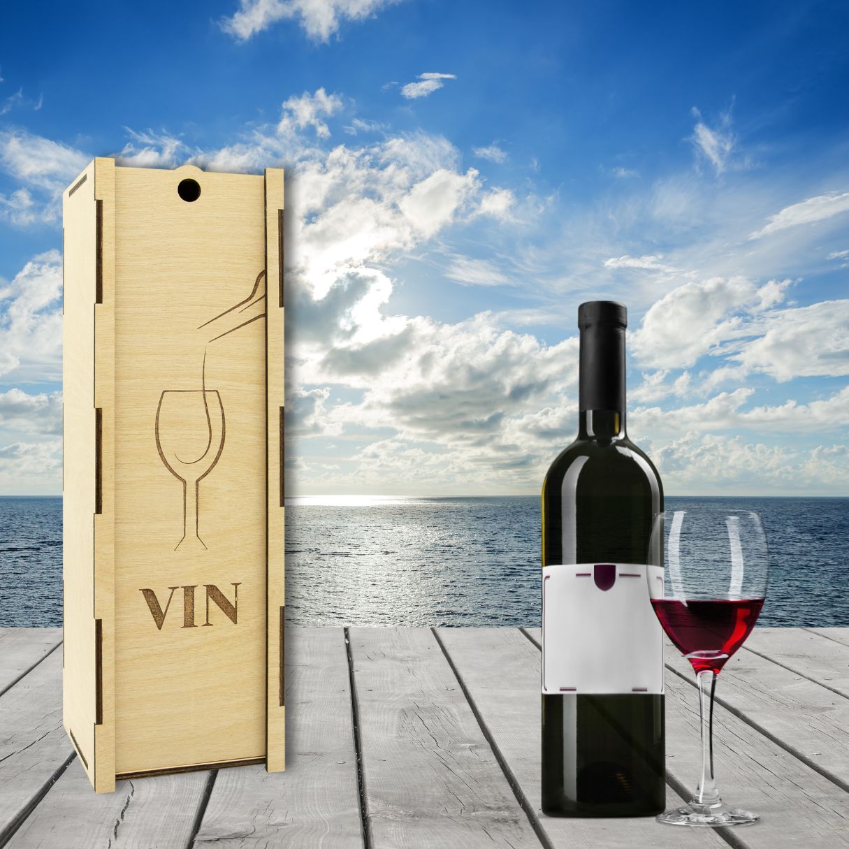 "Glass" light wooden wine box
