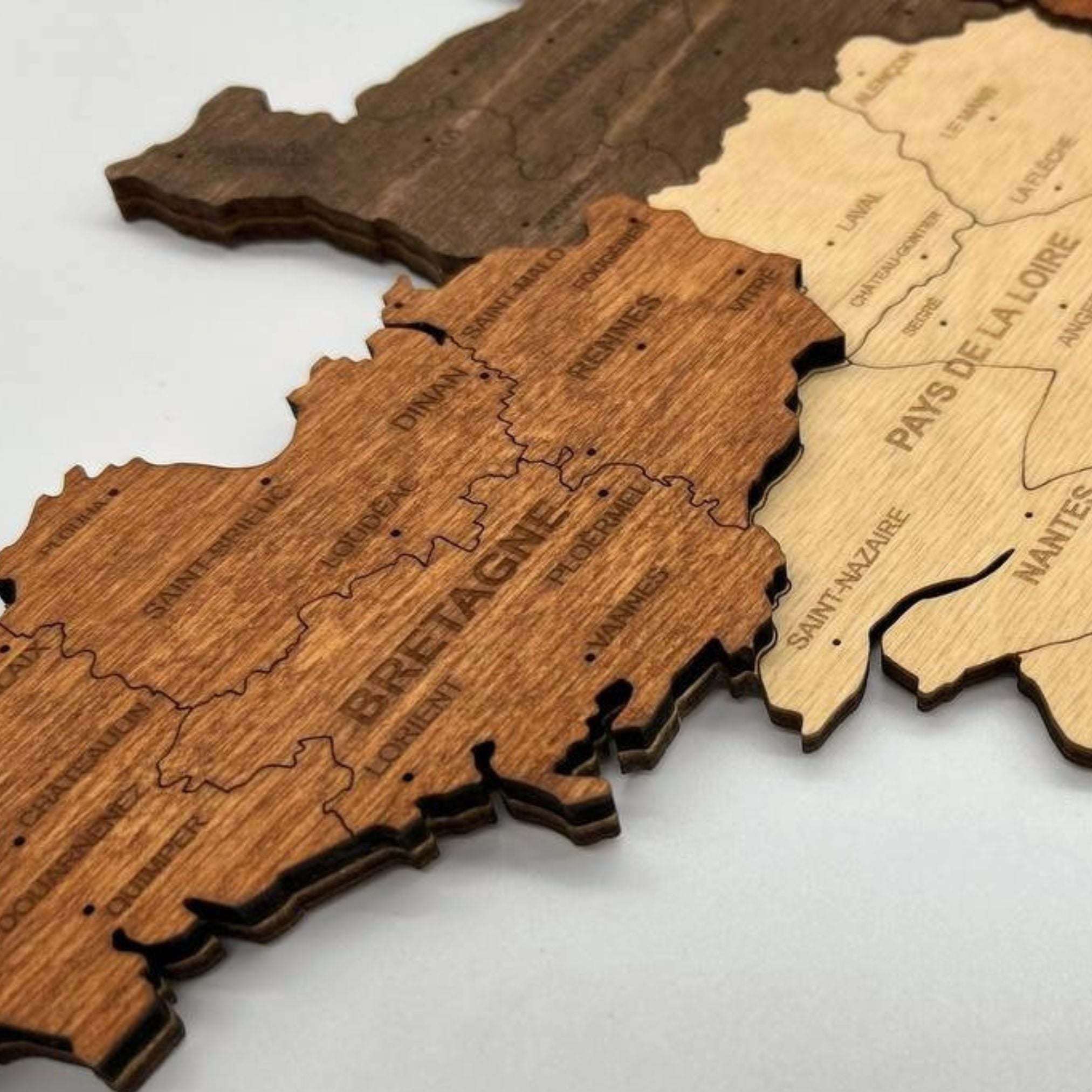 Multicolor 3D wooden map of France