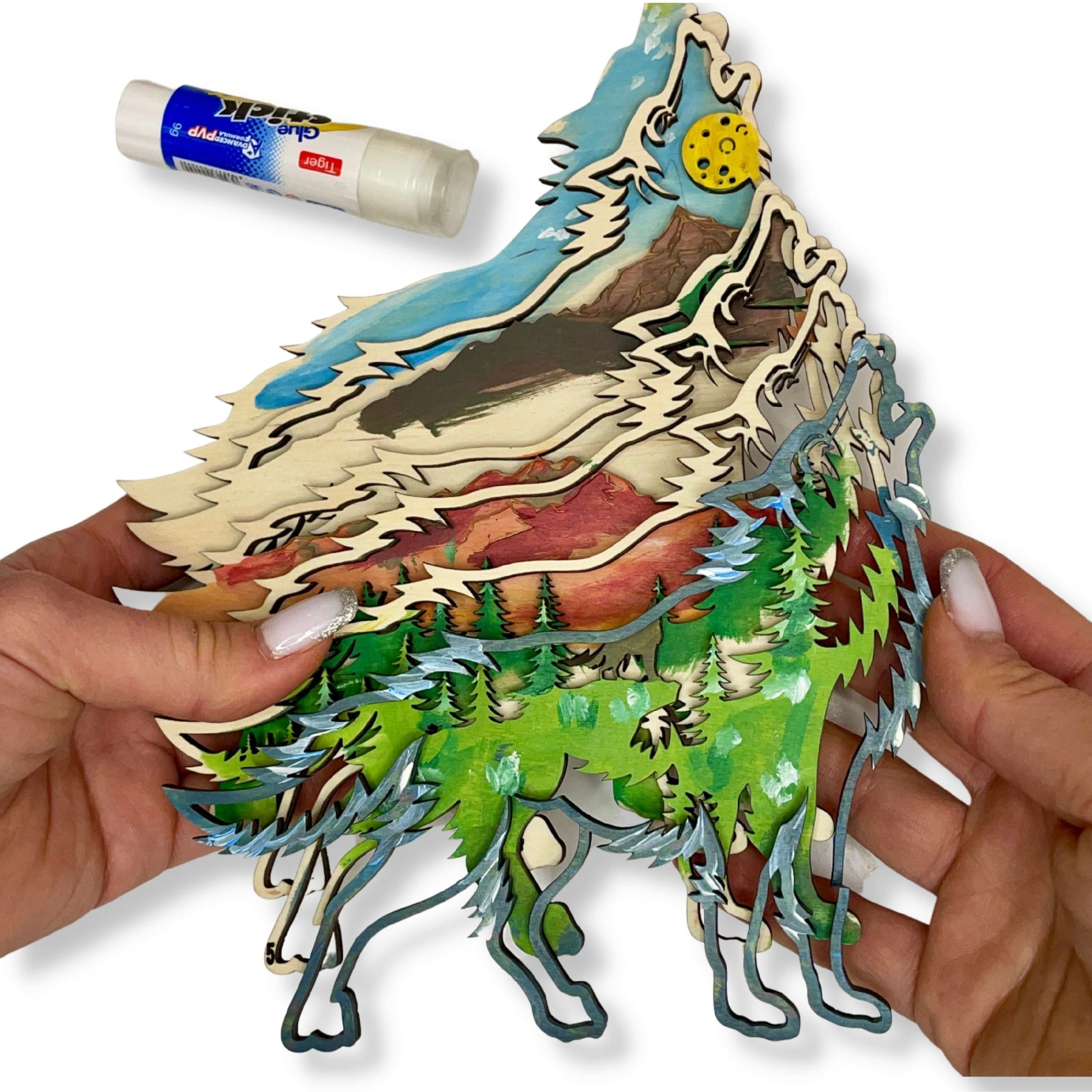 3D Wooden coloring kit Wolf