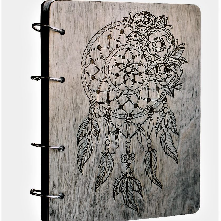 Attrap'Rêves 4-ring wooden notebook