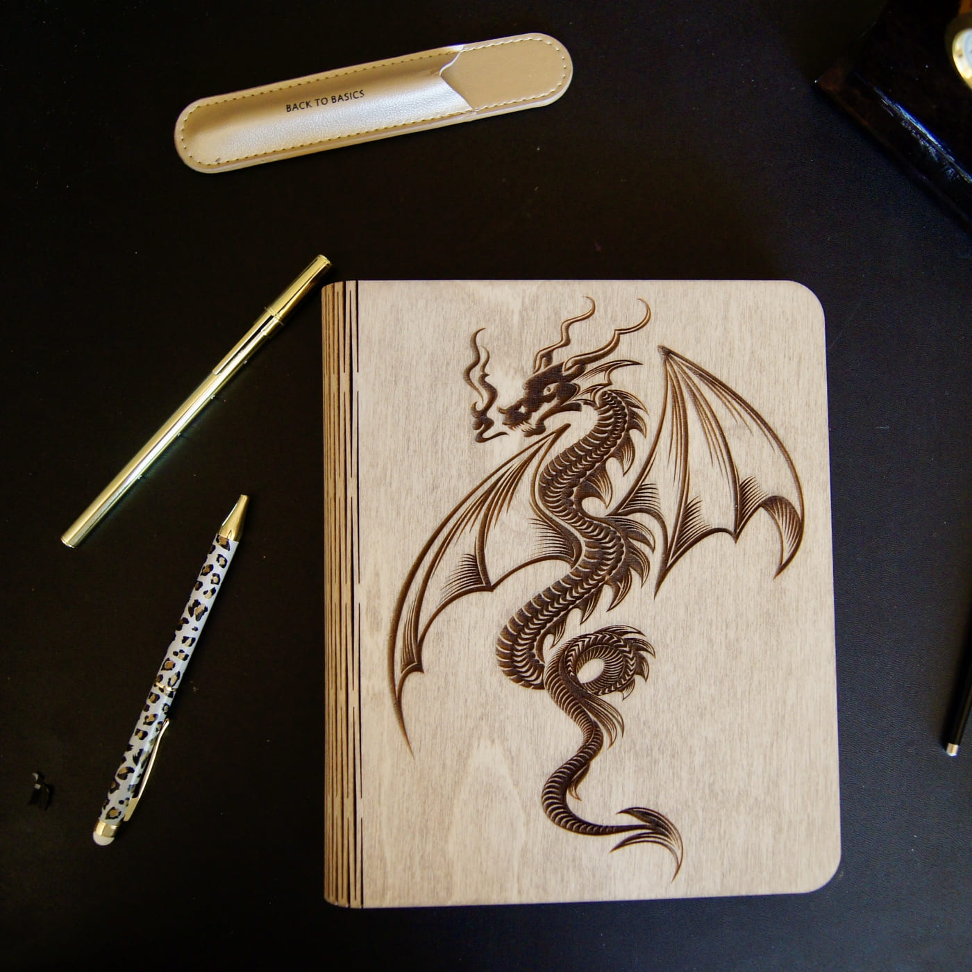Wooden notebook Dragon