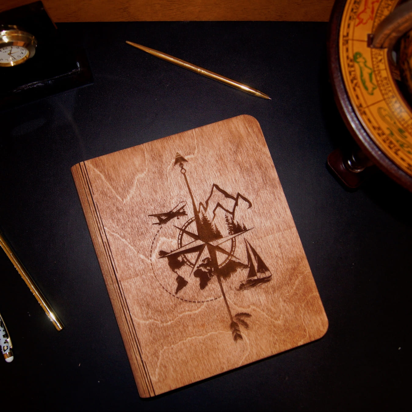 Wooden notebook Travel