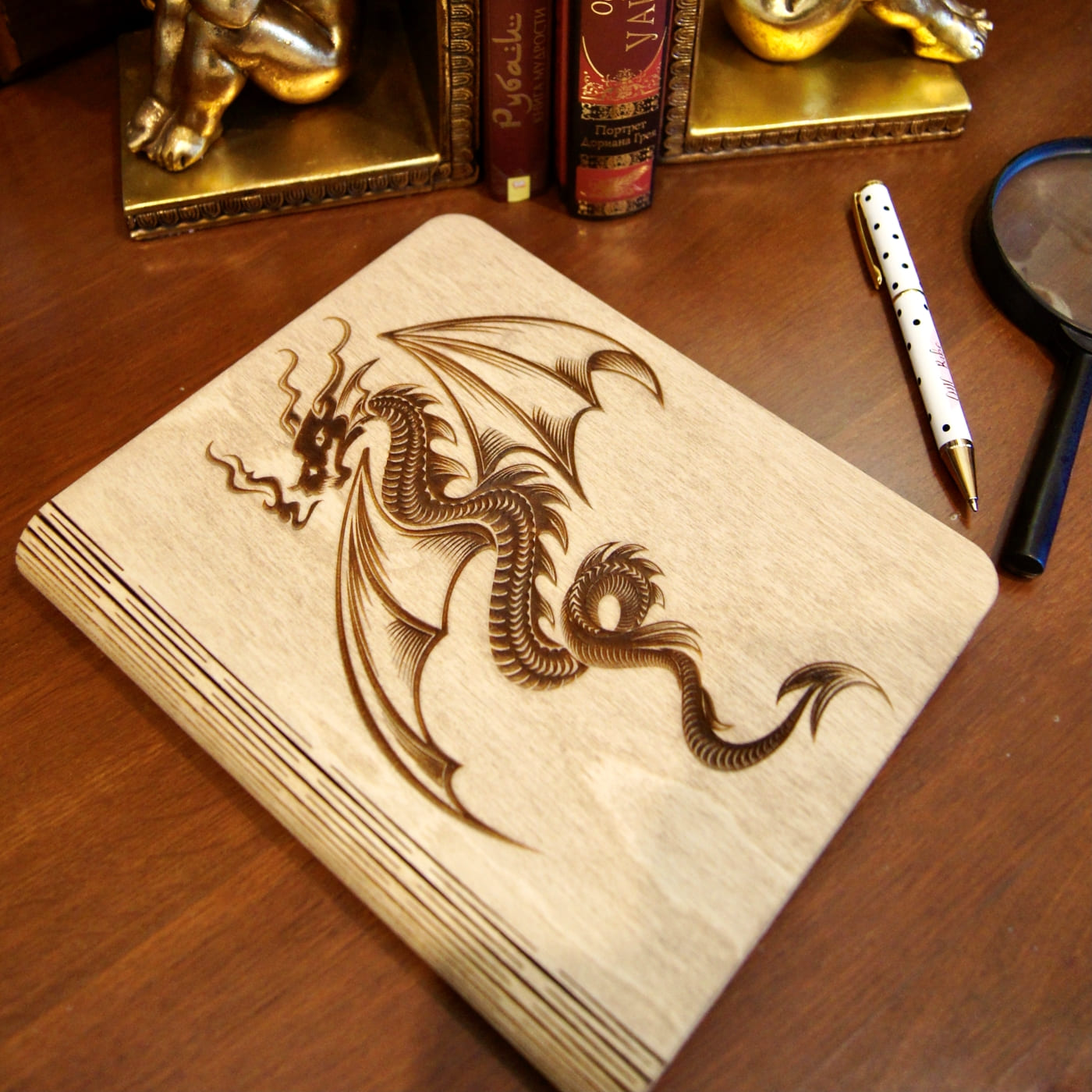 Wooden notebook Dragon