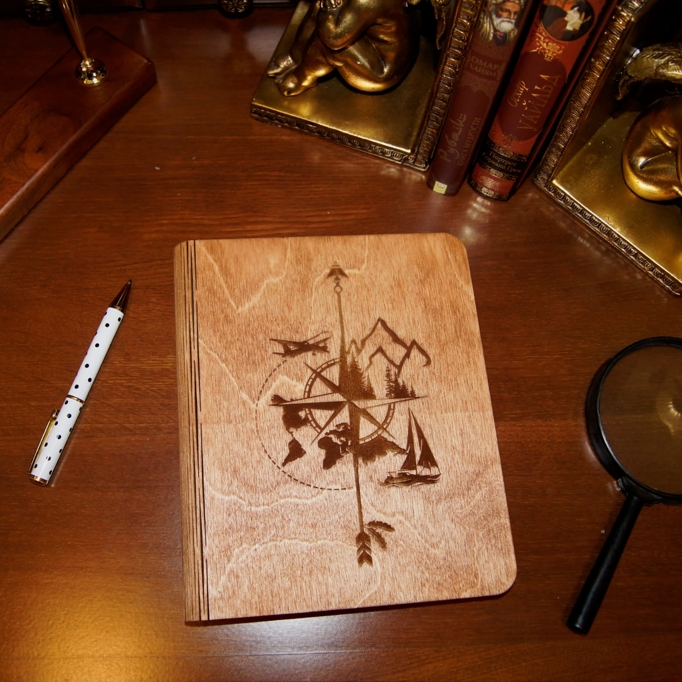 Wooden notebook Travel