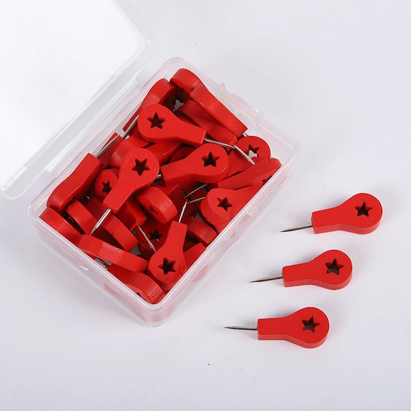 Decorative red wood pins