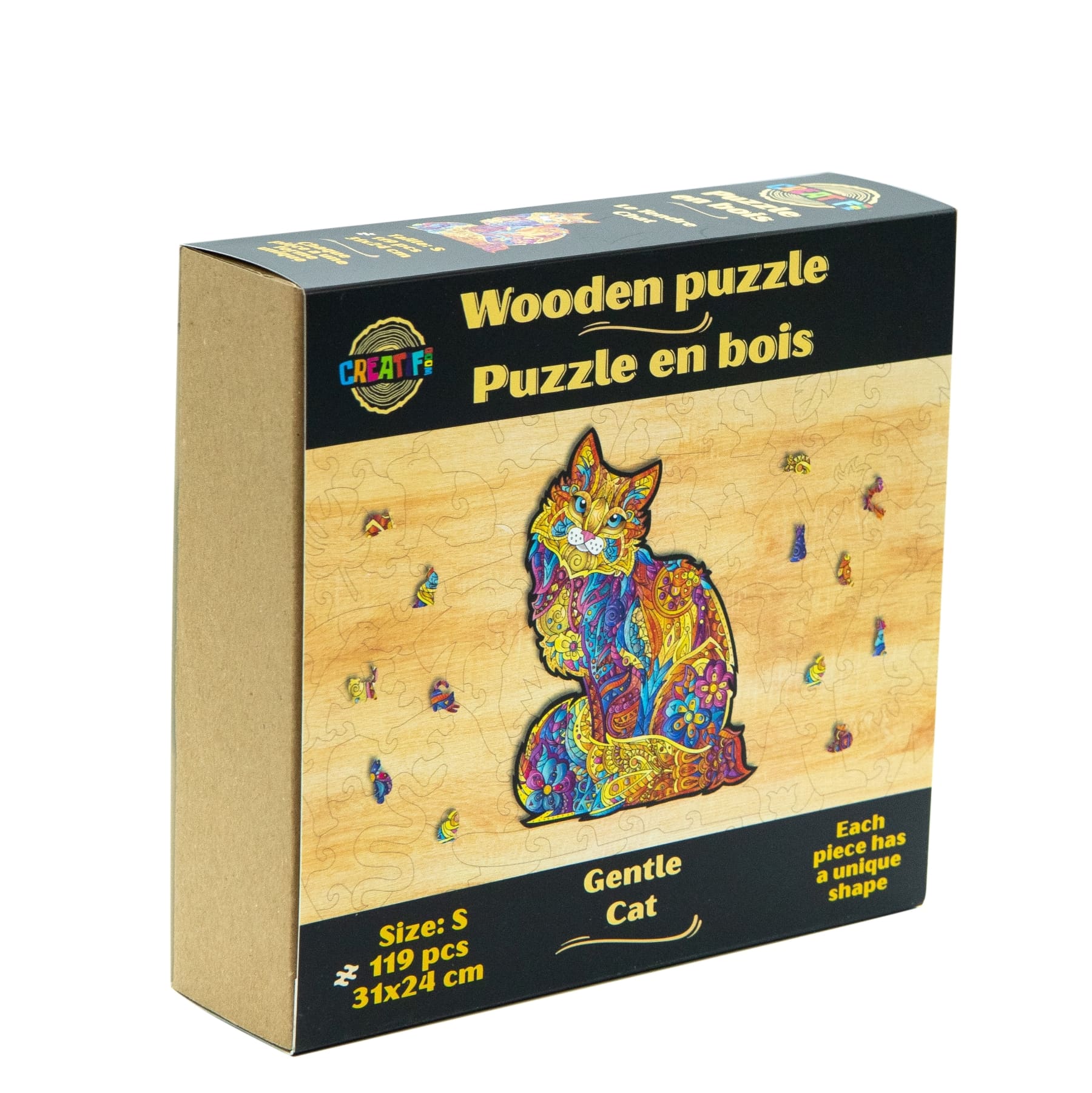 Gentle Cat Wooden Puzzle #Box_Cardboard box