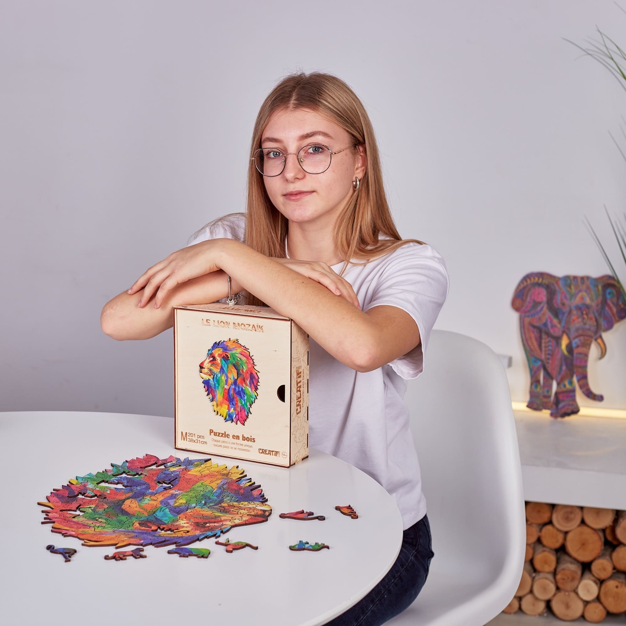 The Lion Mozaik Wooden puzzle #Box_Wooden box