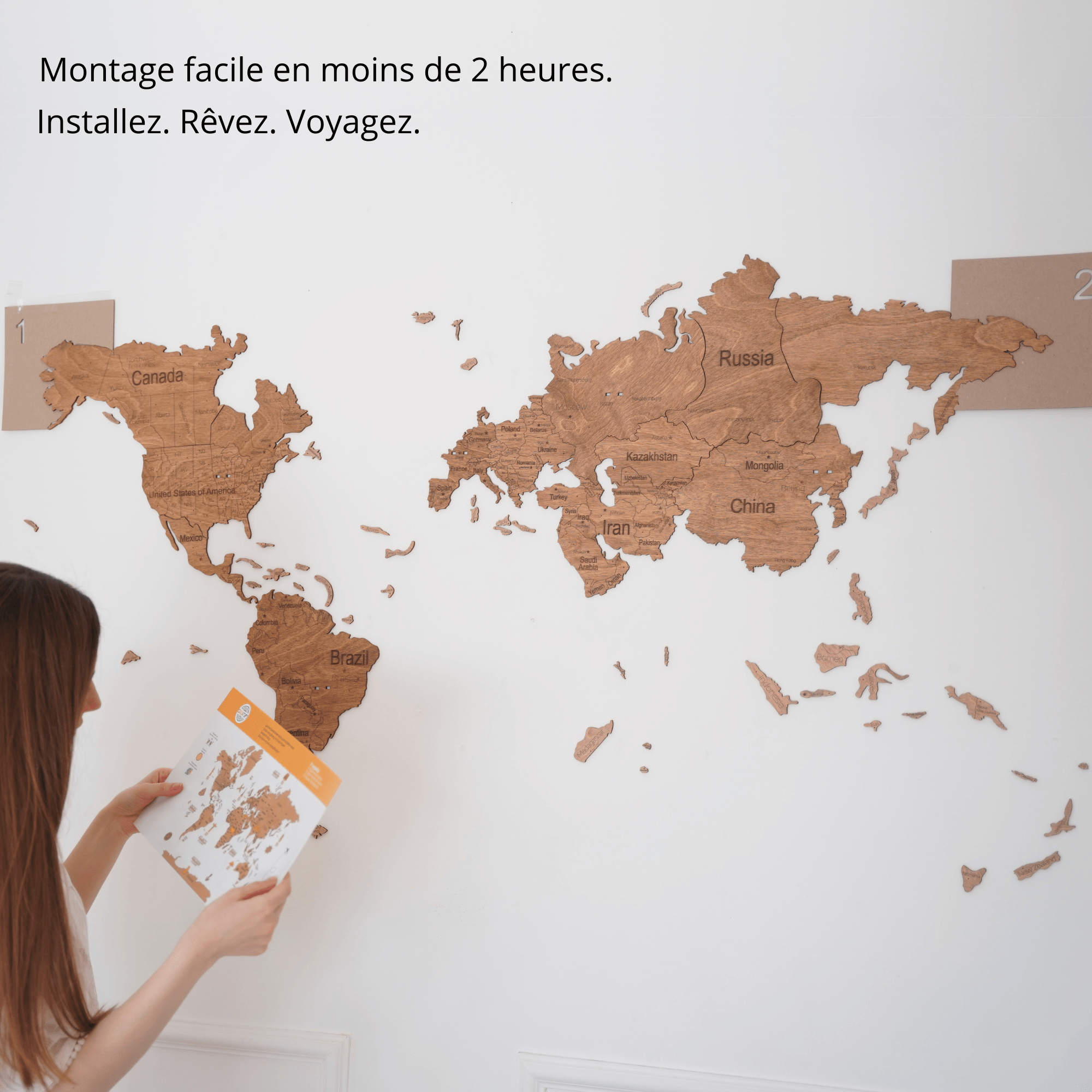 2D Wooden World Map Dark
