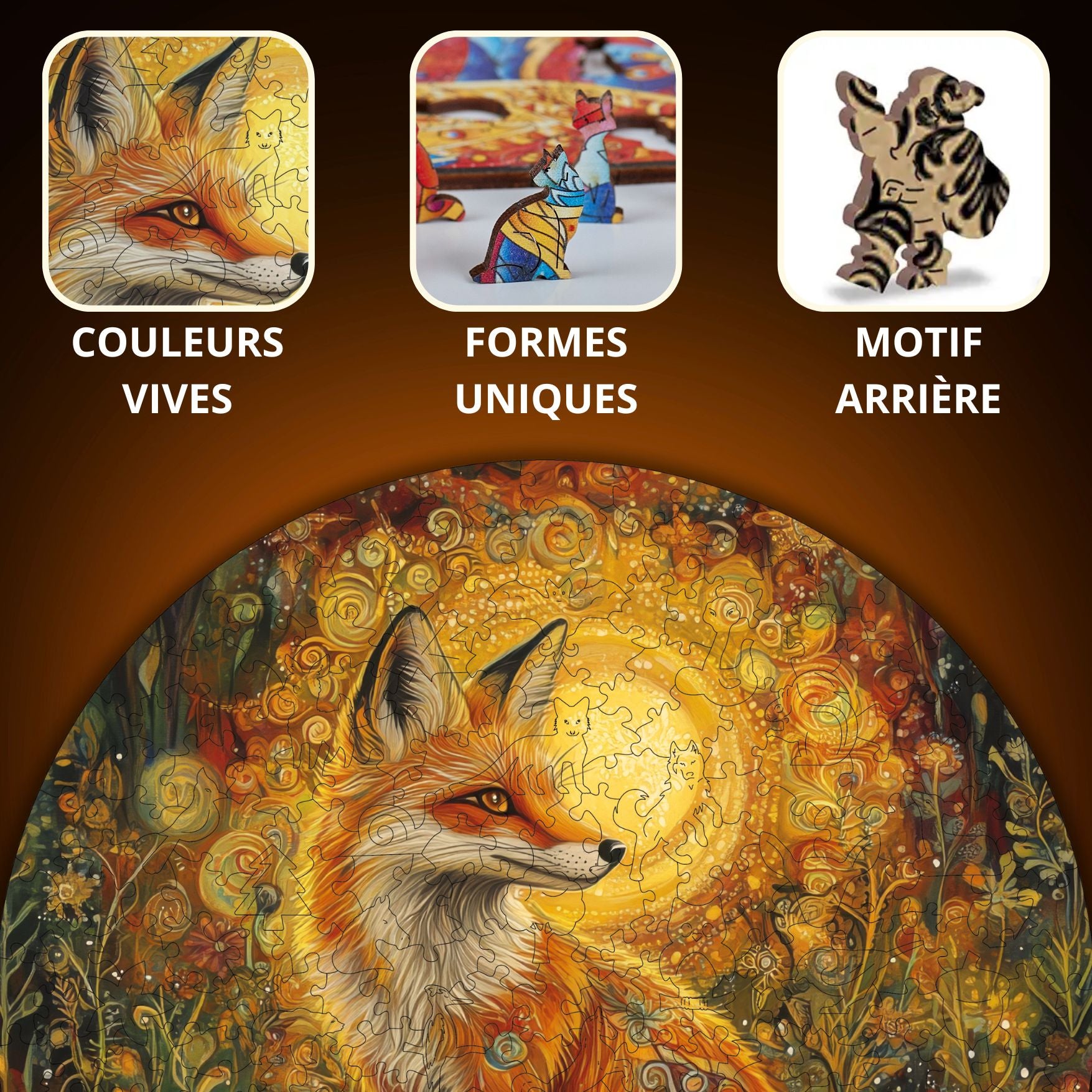 Renard doré Puzzle en bois