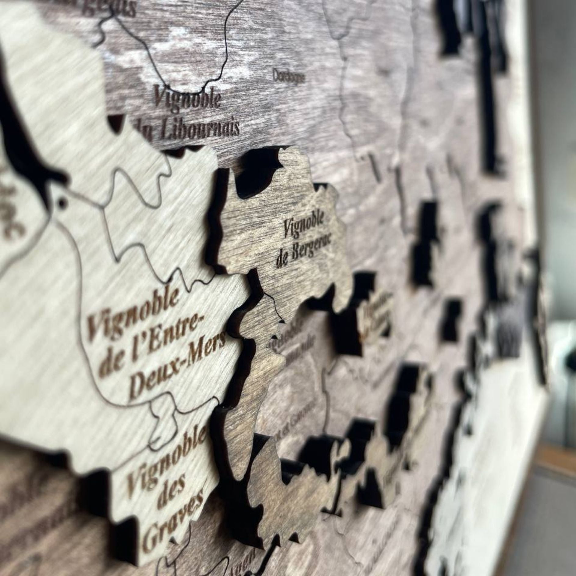 Wooden wine map of France ( 58*58 cm)