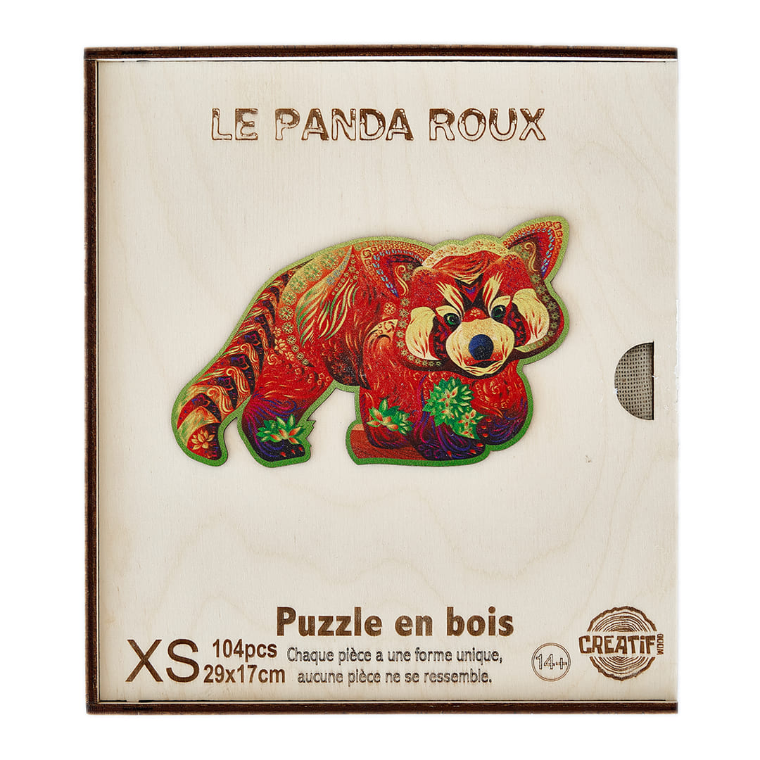 Red Panda Wooden Puzzle #Box_Wooden box