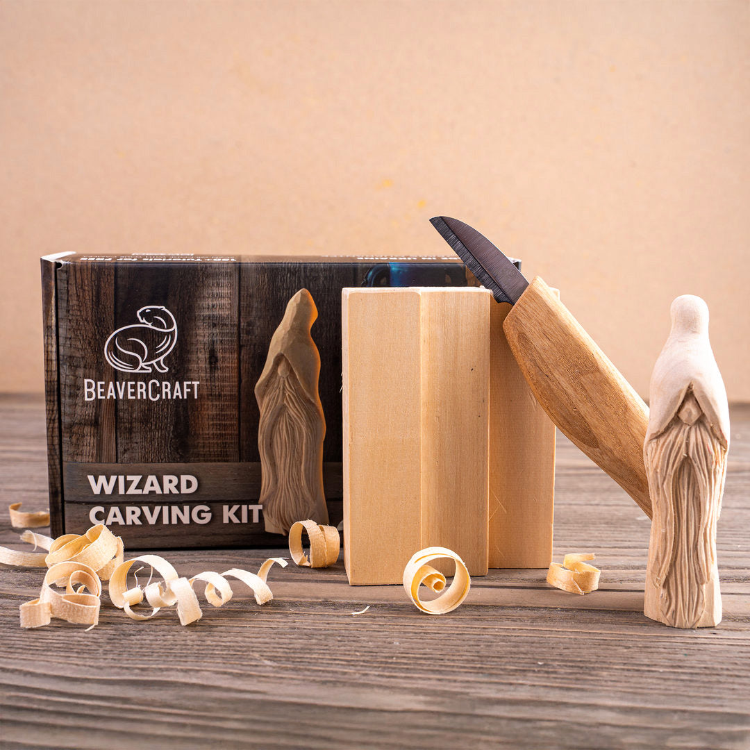 Kit de sculpture sur bois « Magicien » pour débutants