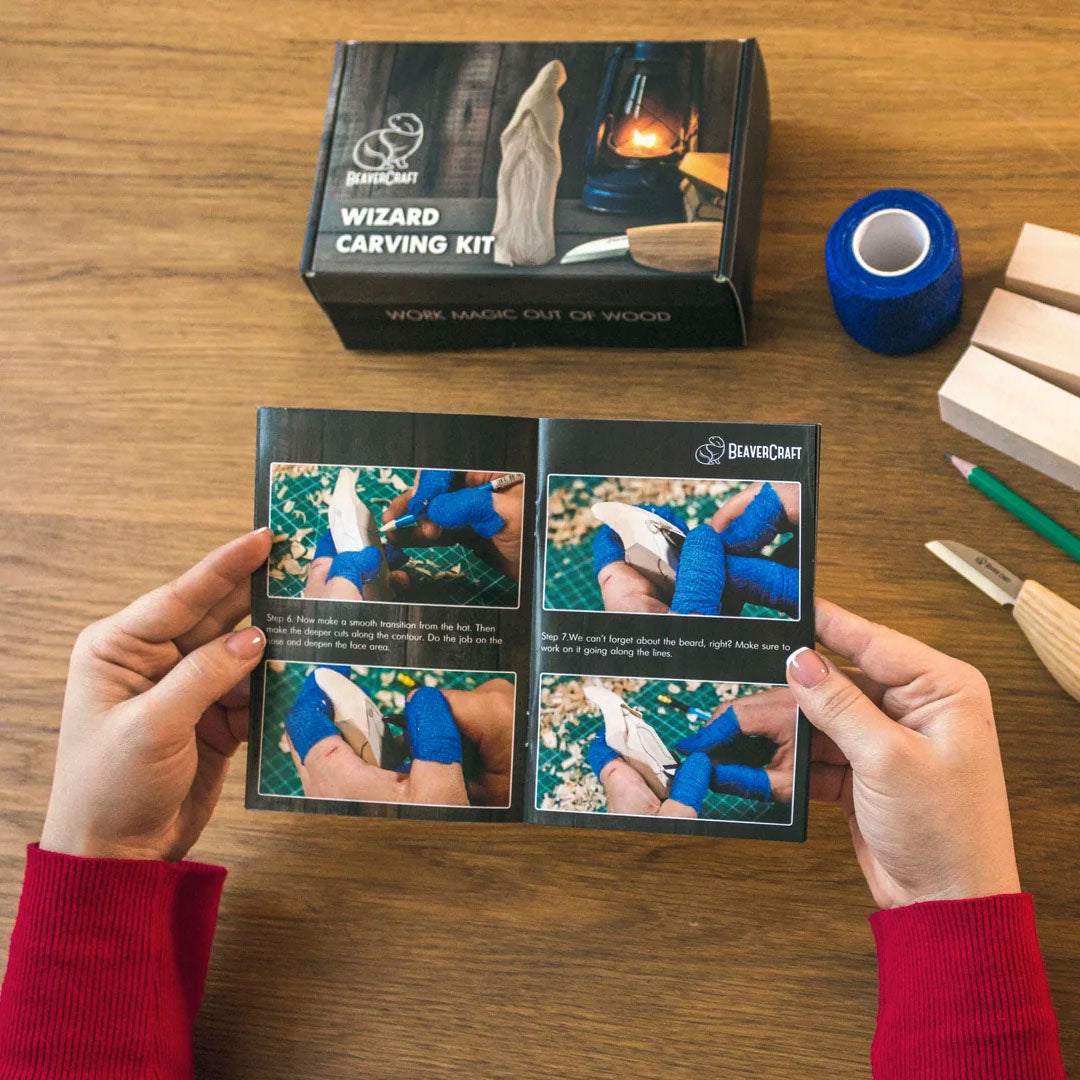 Kit de sculpture sur bois « Magicien » pour débutants