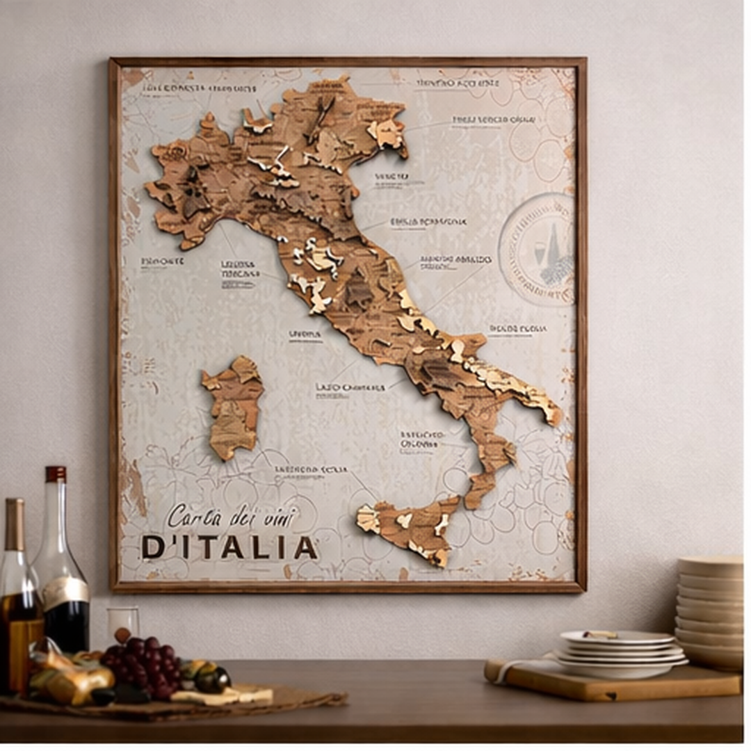 Tableau Carte des vins d’Italie sur panneau