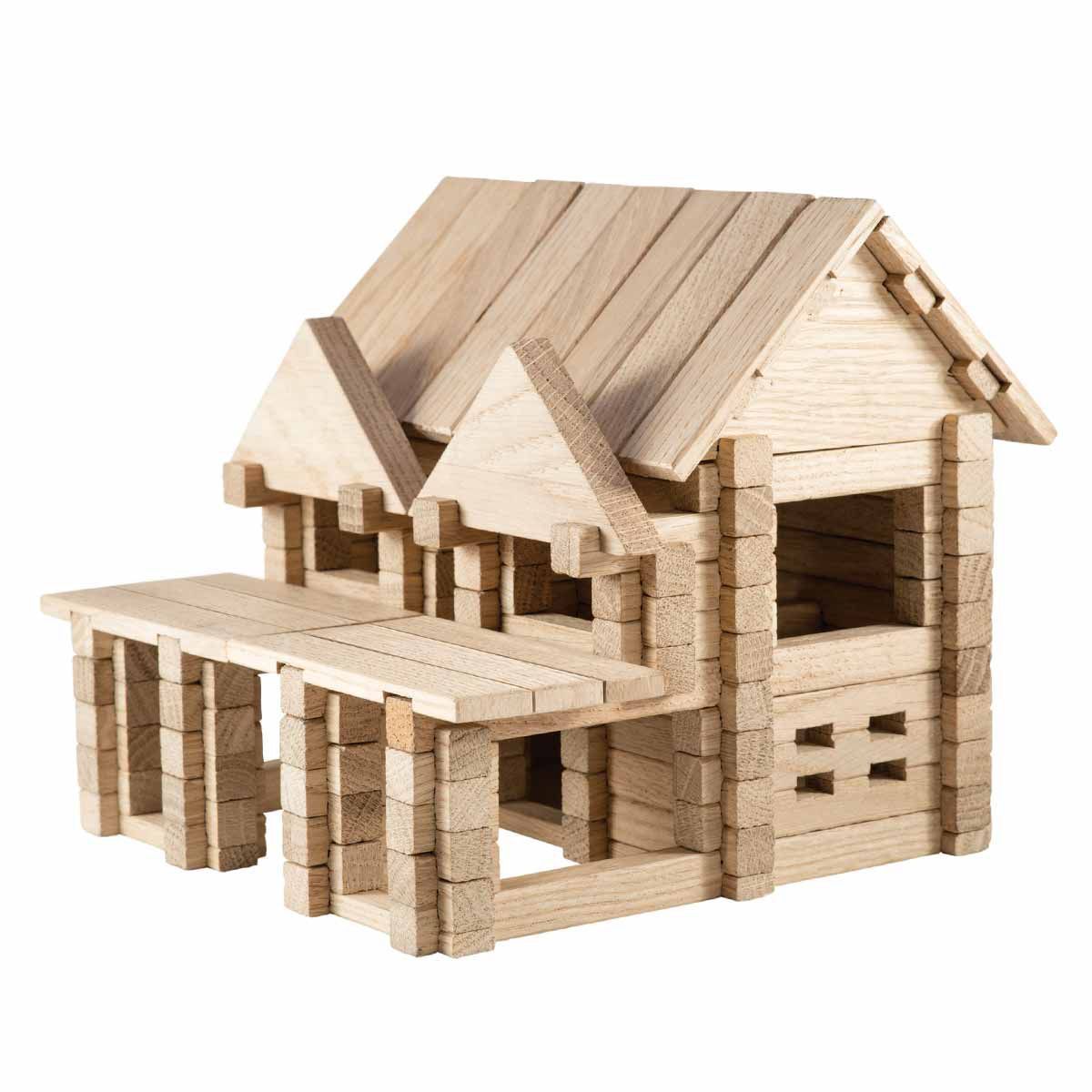 Jeu de construction en bois Maison avec Balcon 136 pièces
