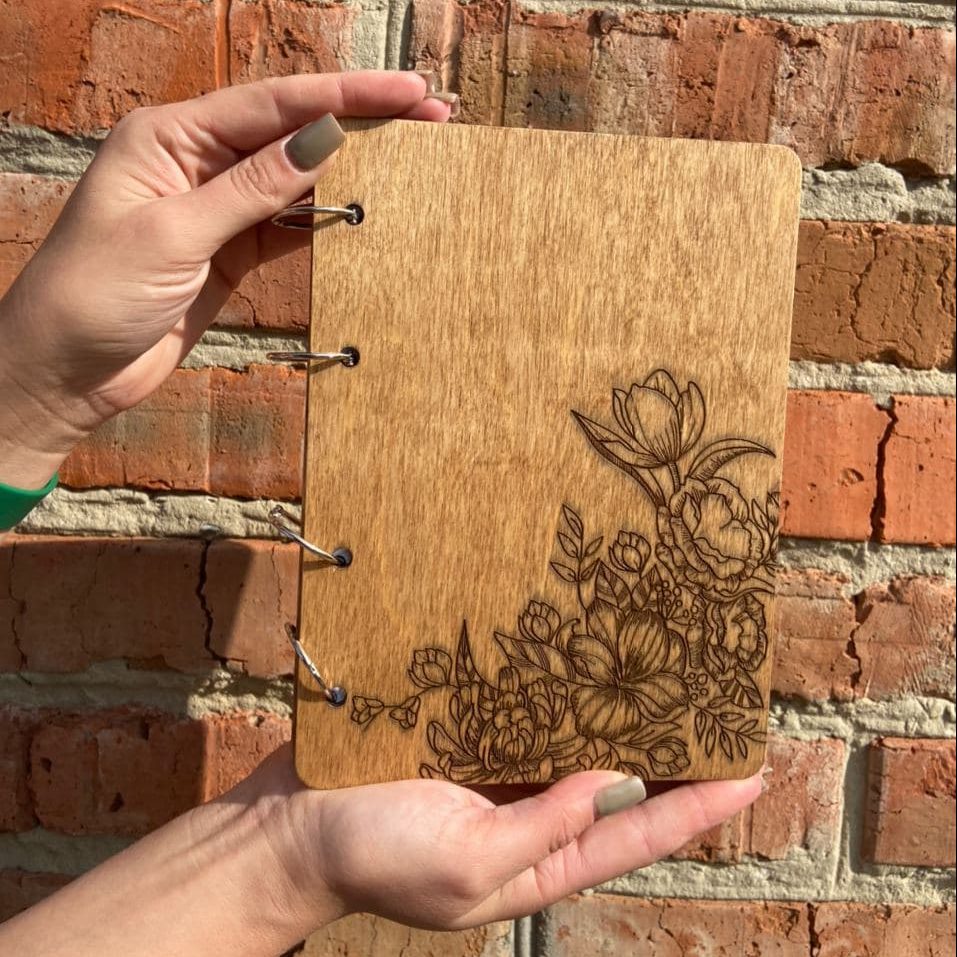 Spring 4-Ring Wooden Notebook