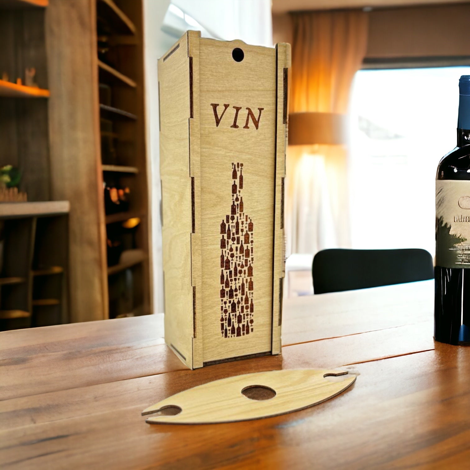 "Bottle" light wooden wine box