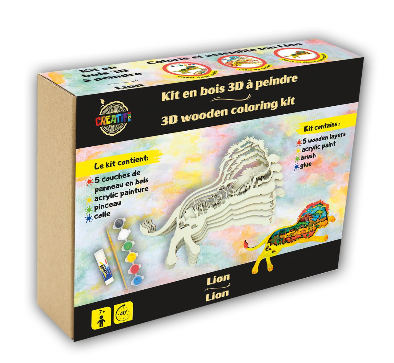 3D Wooden coloring kit Lion