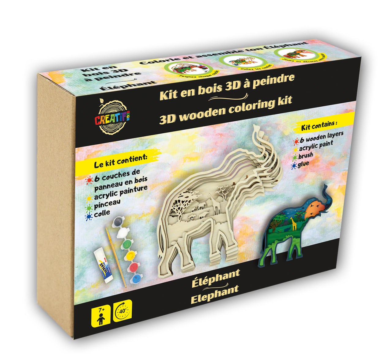 3D Wooden coloring kit Elephant