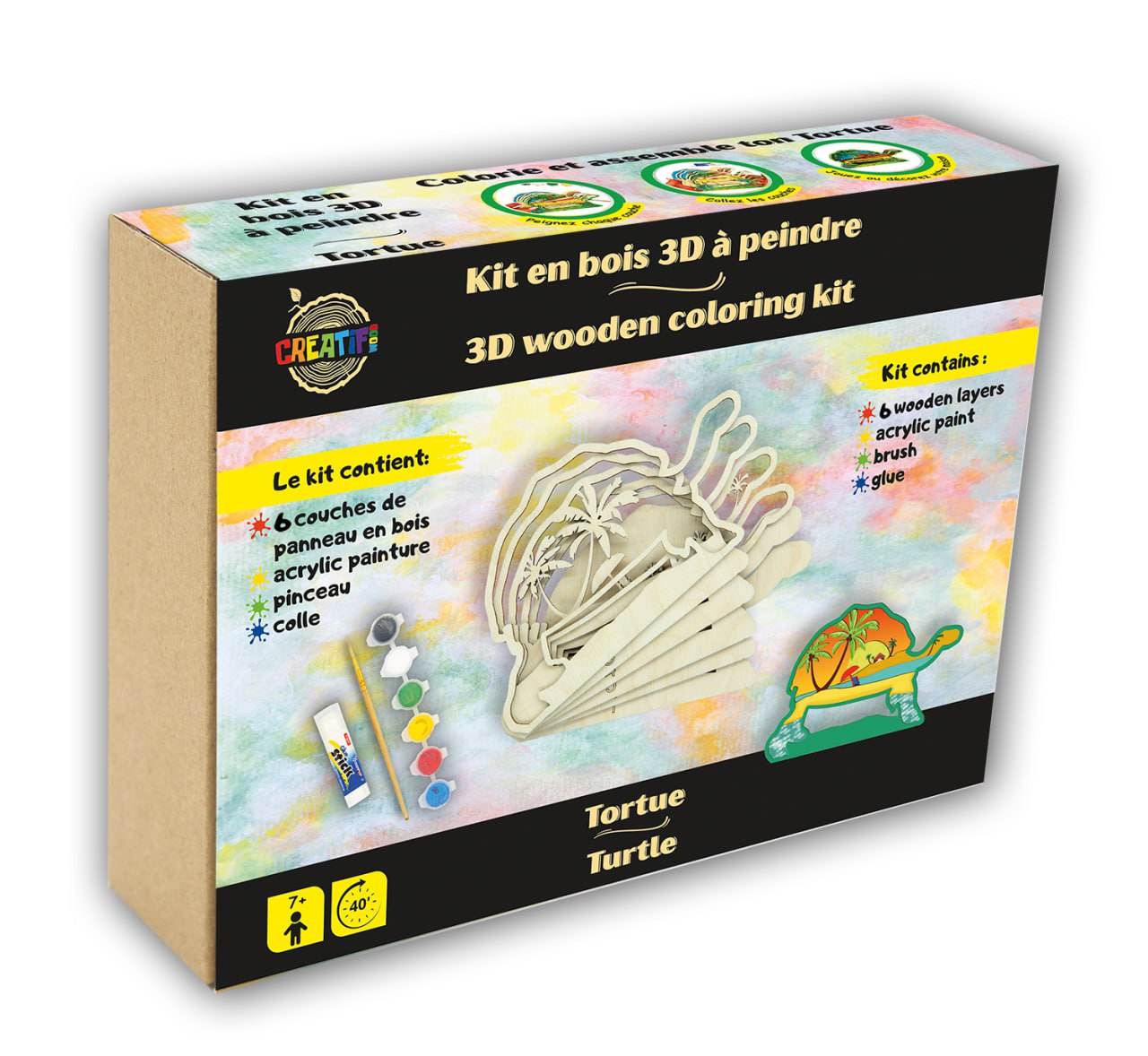 3D Wooden coloring kit Turtle