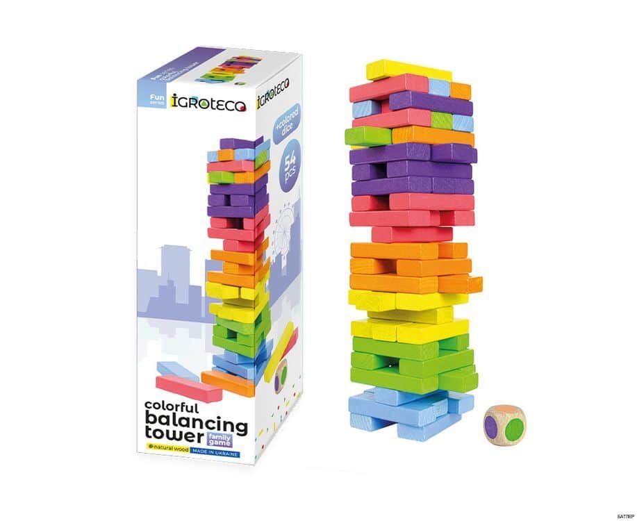 Jeu de société 'Tour d'équilibre' en couleur