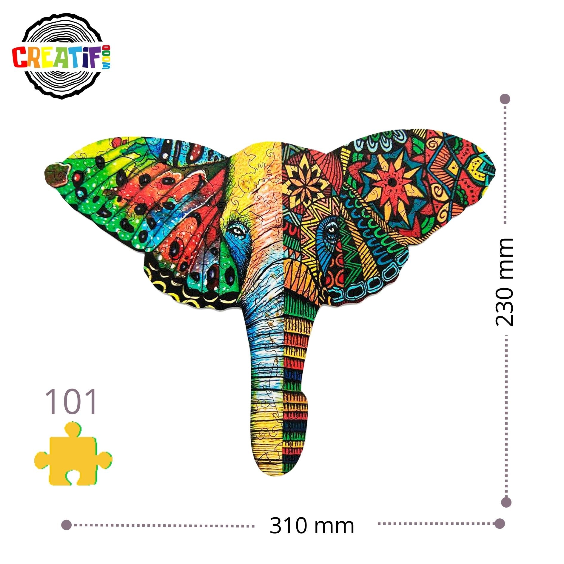 The Watercolour Elephant Wooden Puzzle