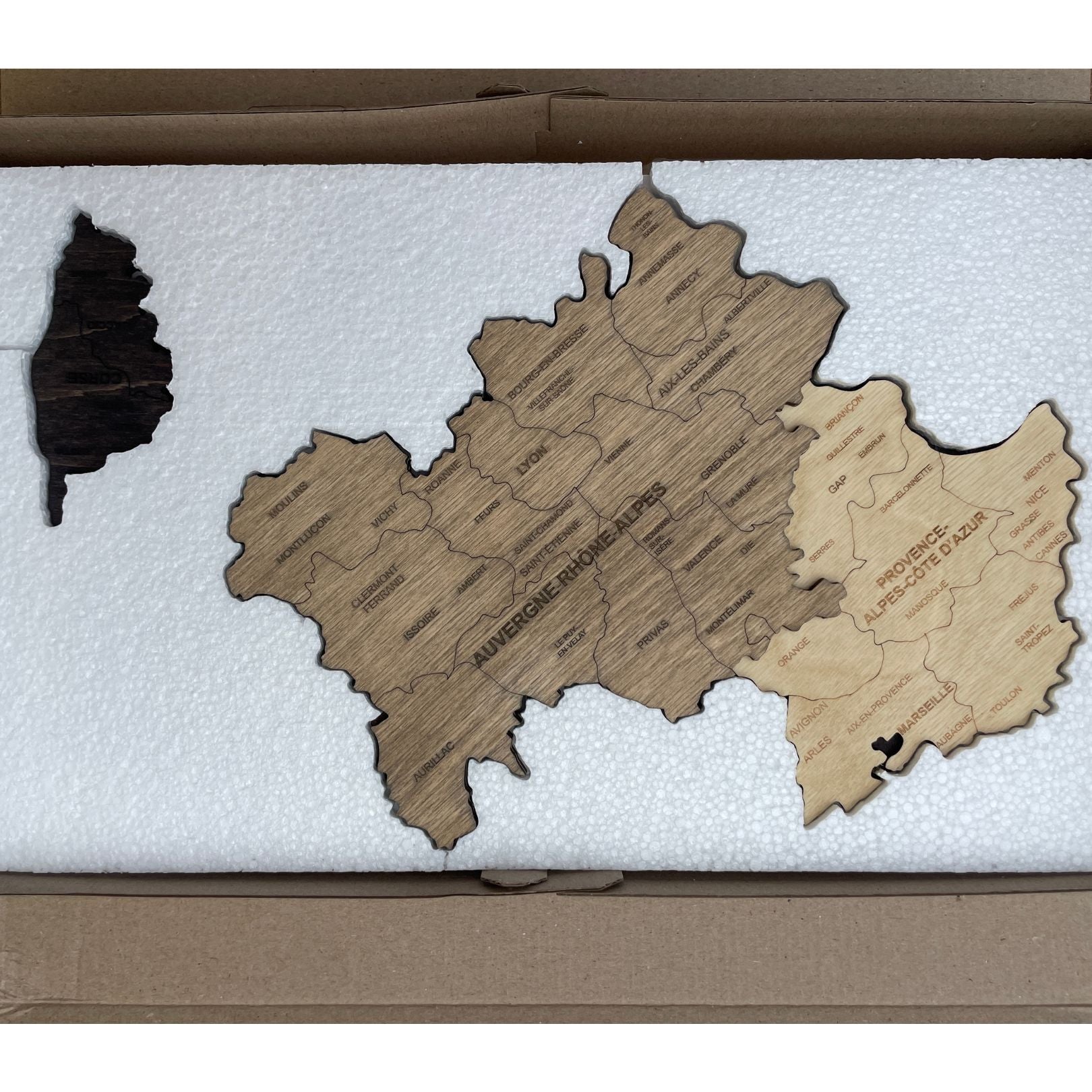 Multicolor 3D wooden map of France