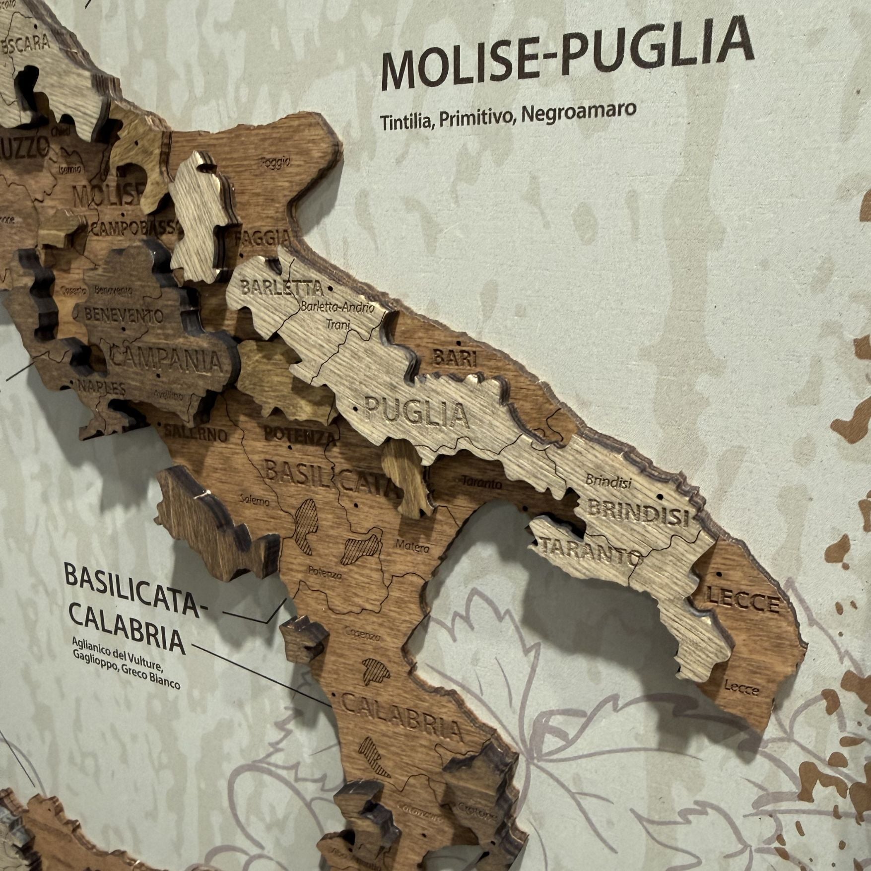 Tableau Carte des vins d’Italie sur panneau
