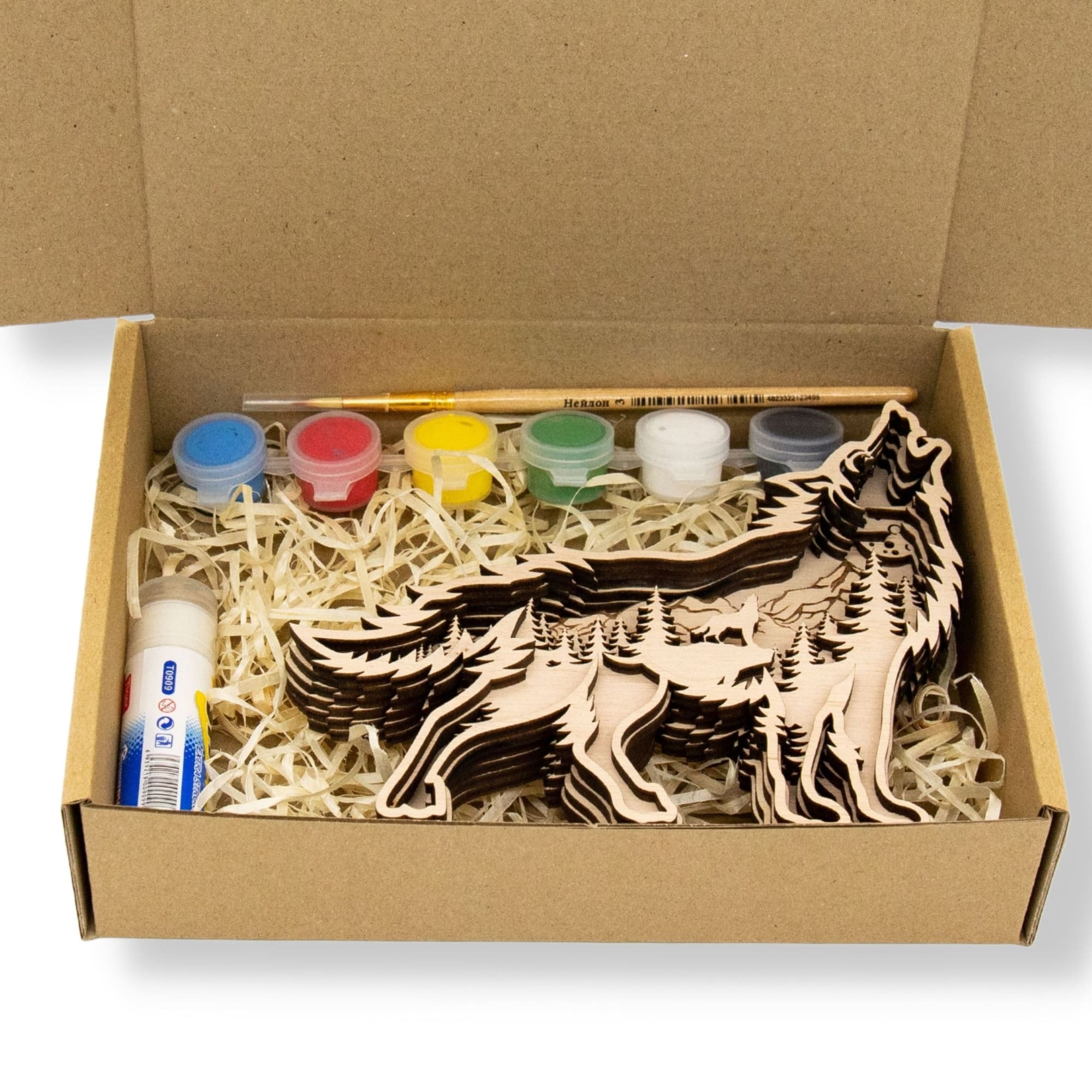 3D Wooden coloring kit Wolf