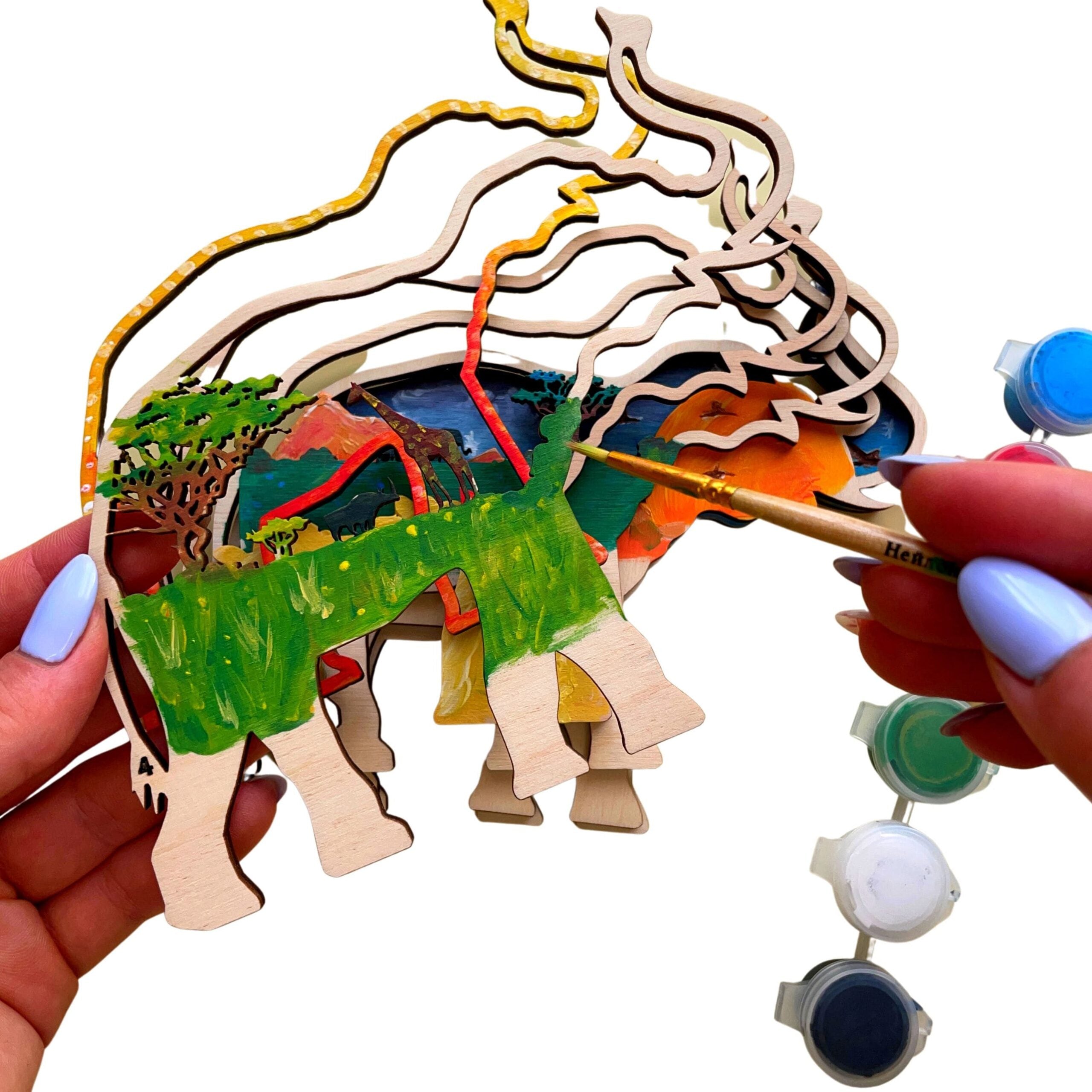 3D Wooden coloring kit Elephant