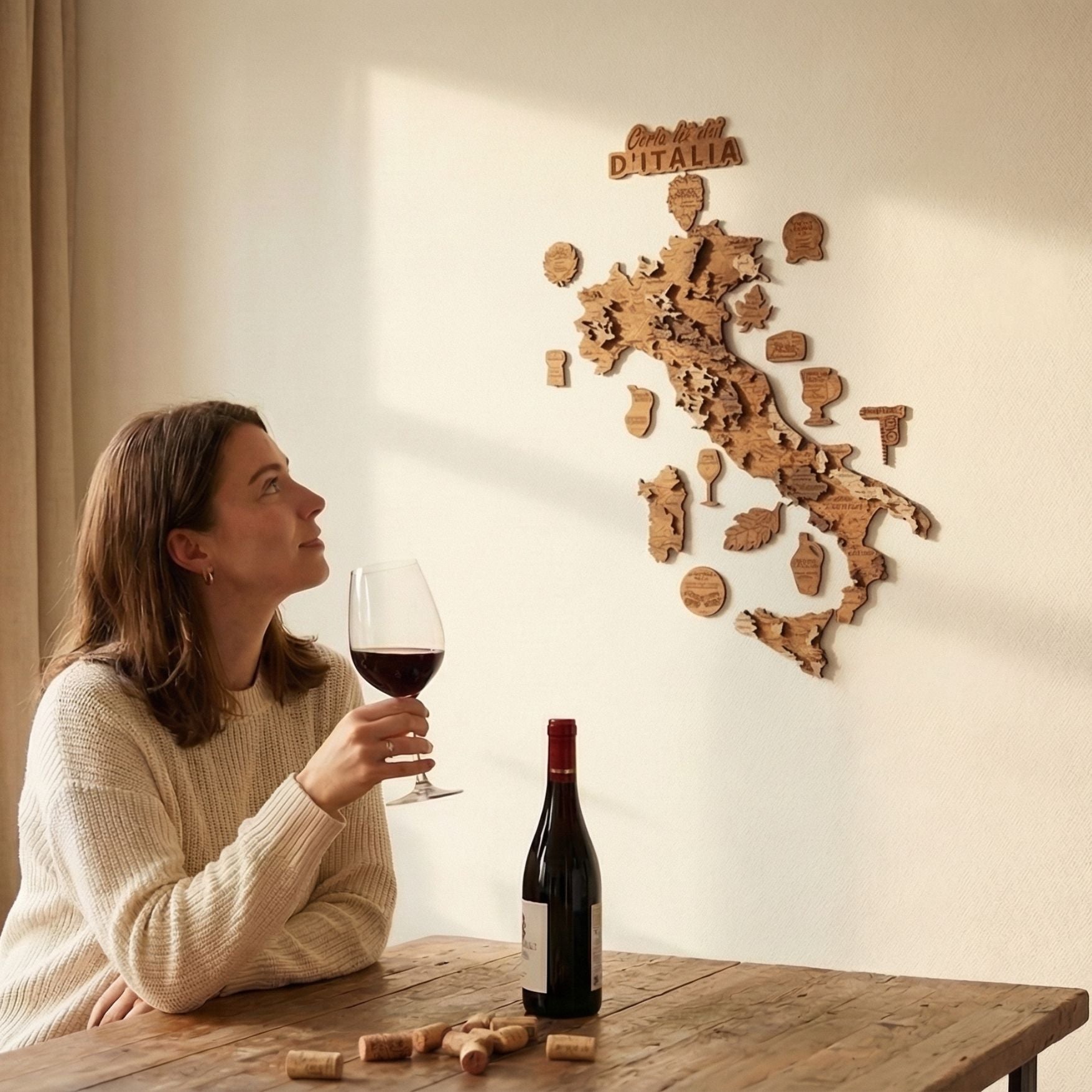 Carte des vins d’Italie en bois (55 × 60 cm)