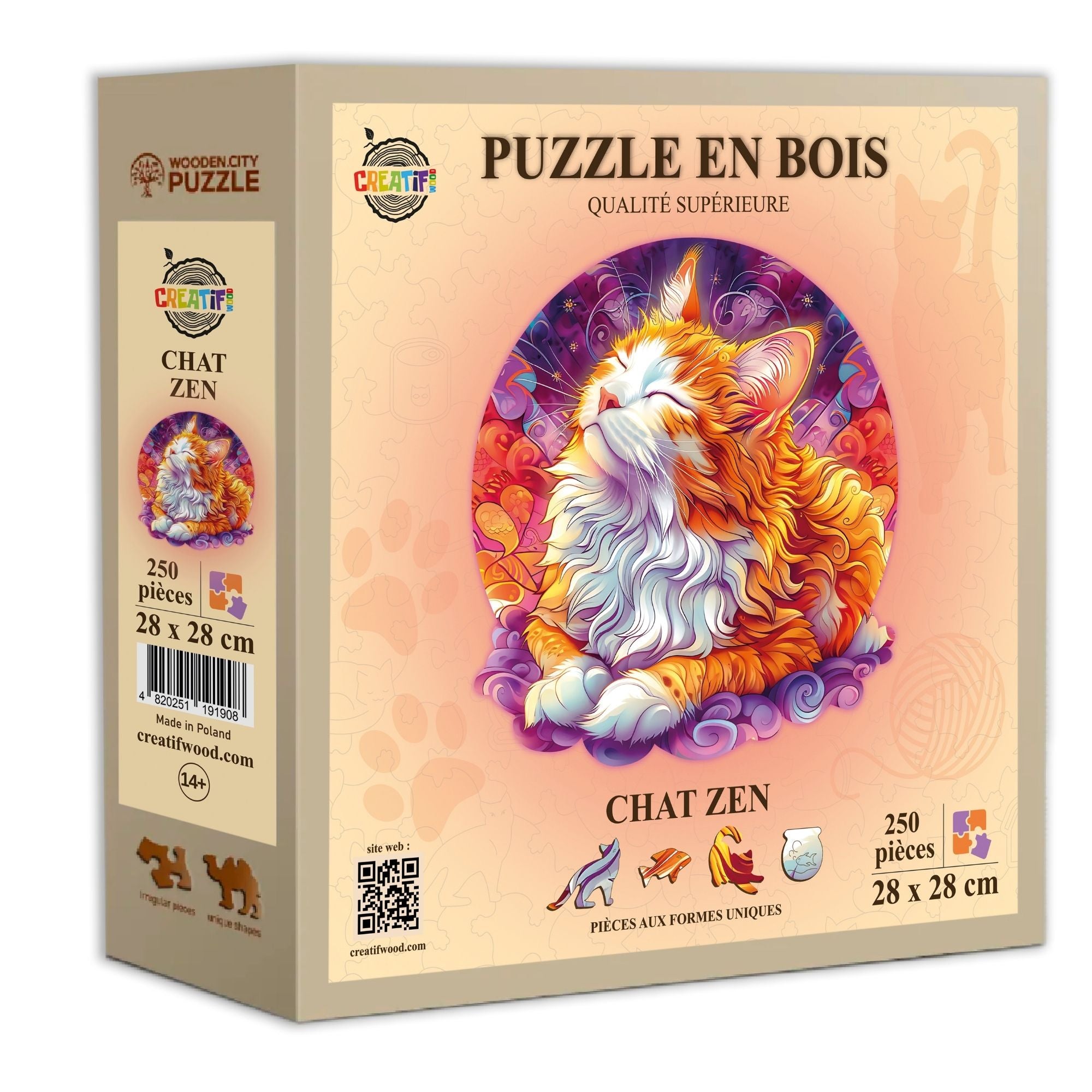 Chat zen  Puzzle en bois