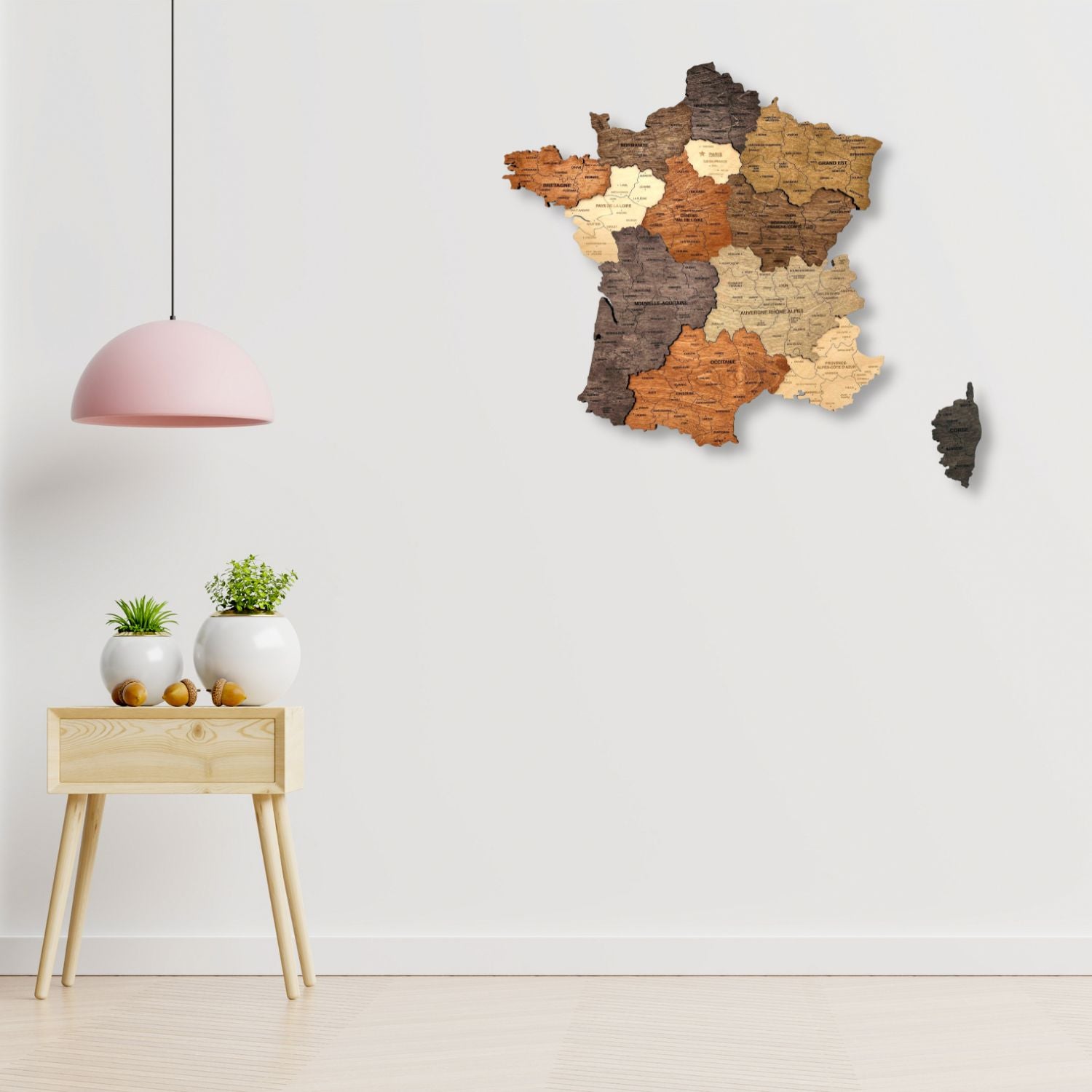 Multicolor 3D wooden map of France