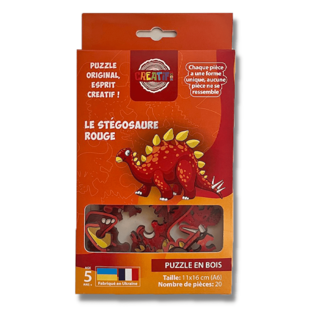 The Red Stegosaurus Wooden Puzzle