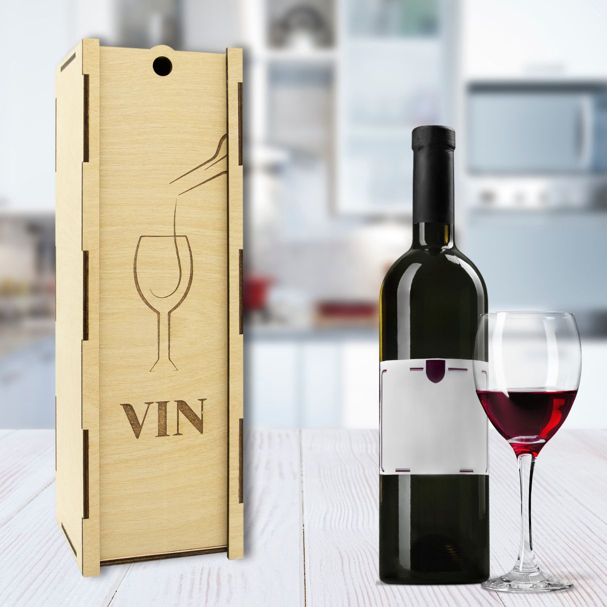 "Glass" light wooden wine box