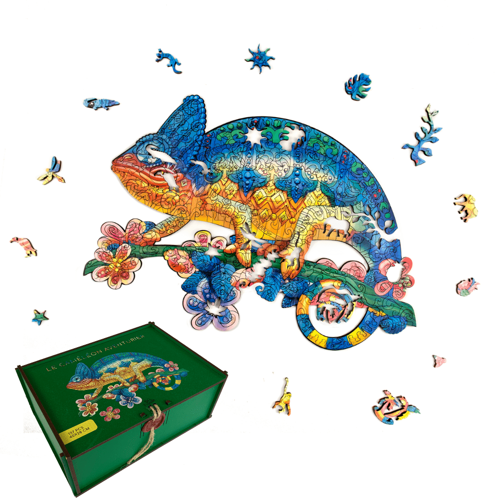 The Adventurer Chameleon Wooden Puzzle #Box_Wooden box