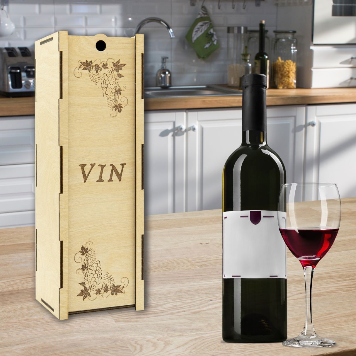"Grape" light wooden wine box