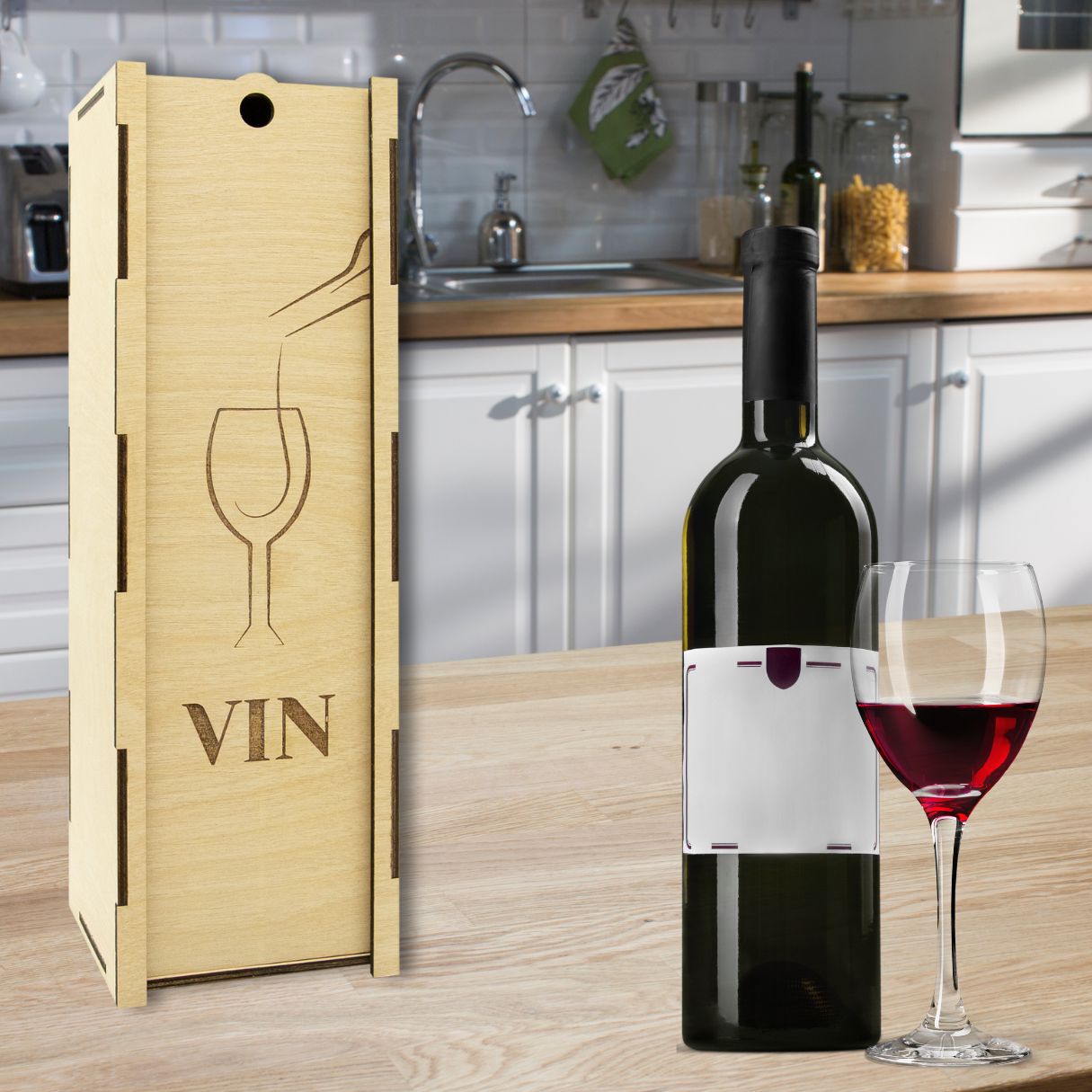 "Glass" light wooden wine box