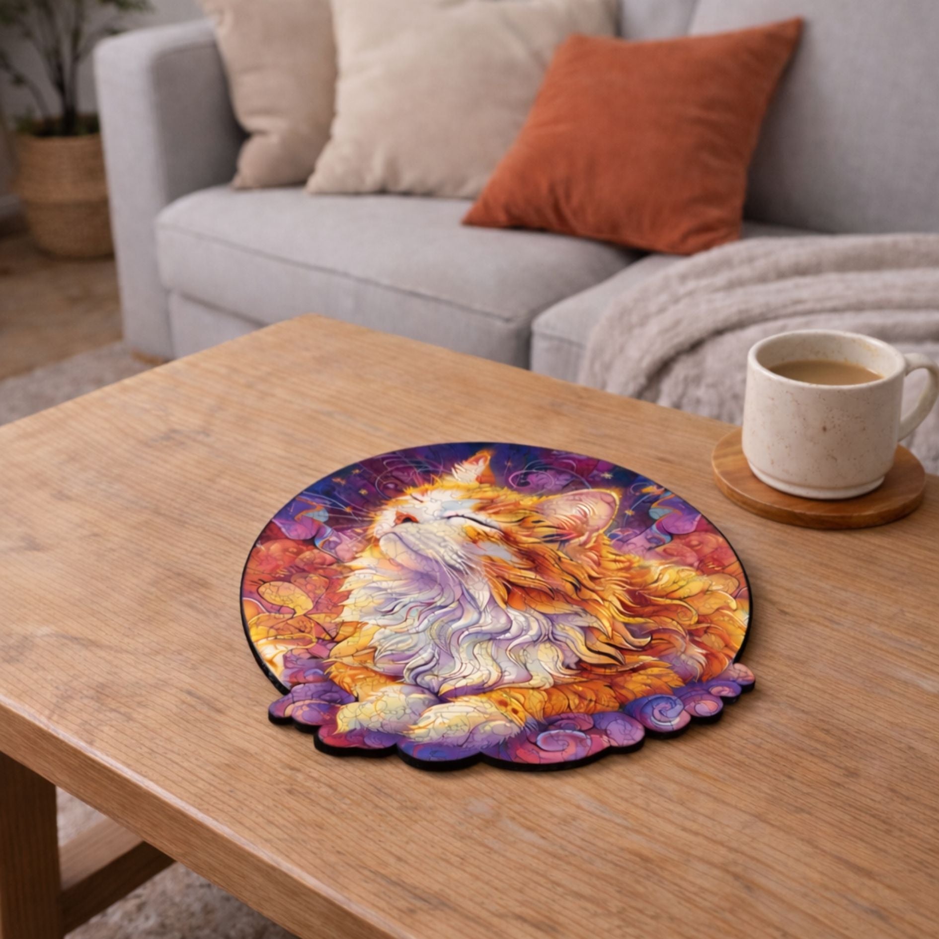 Chat zen  Puzzle en bois