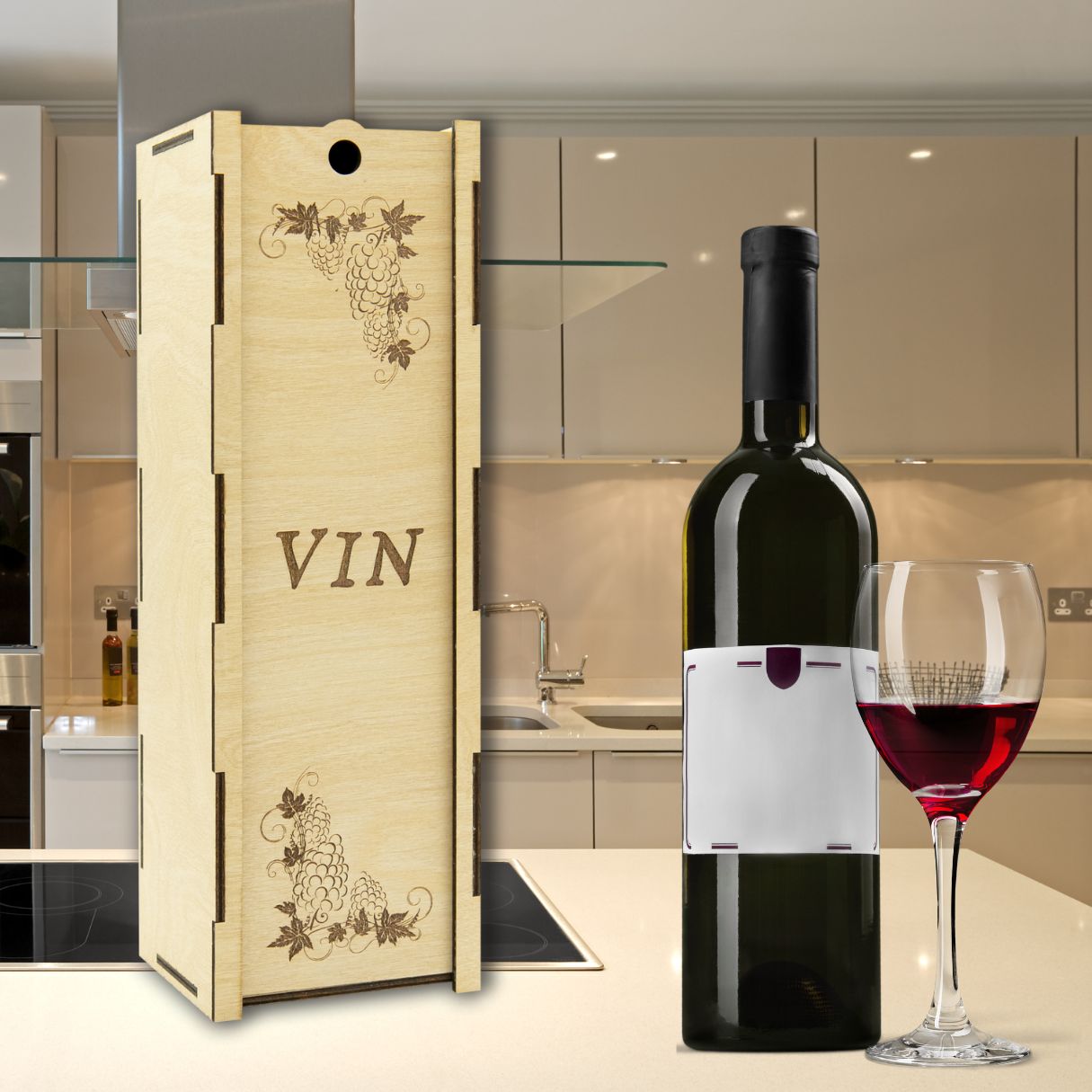 "Grape" light wooden wine box
