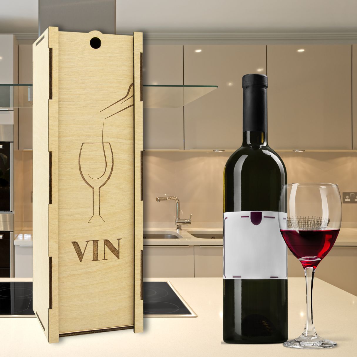"Glass" light wooden wine box