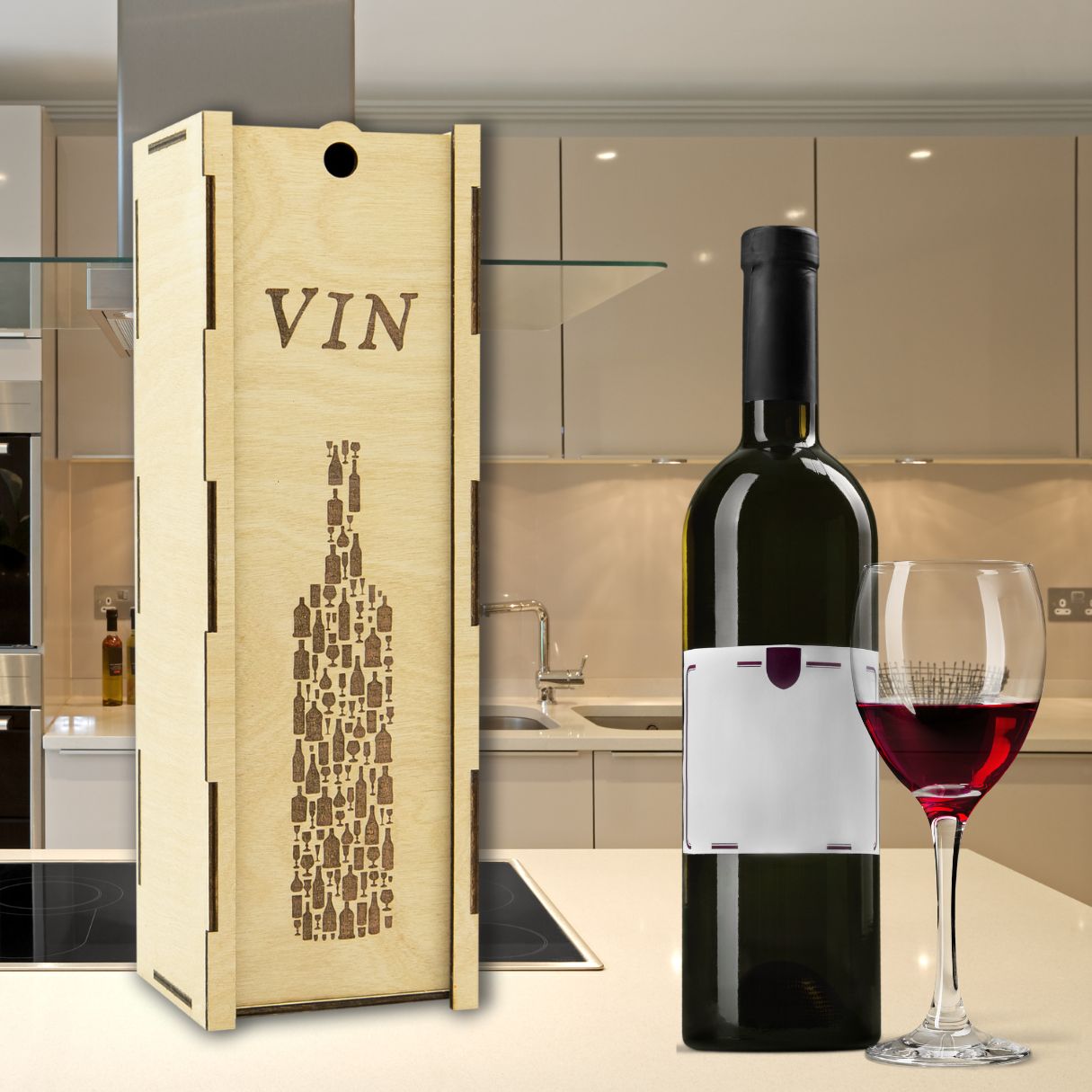"Bottle" light wooden wine box