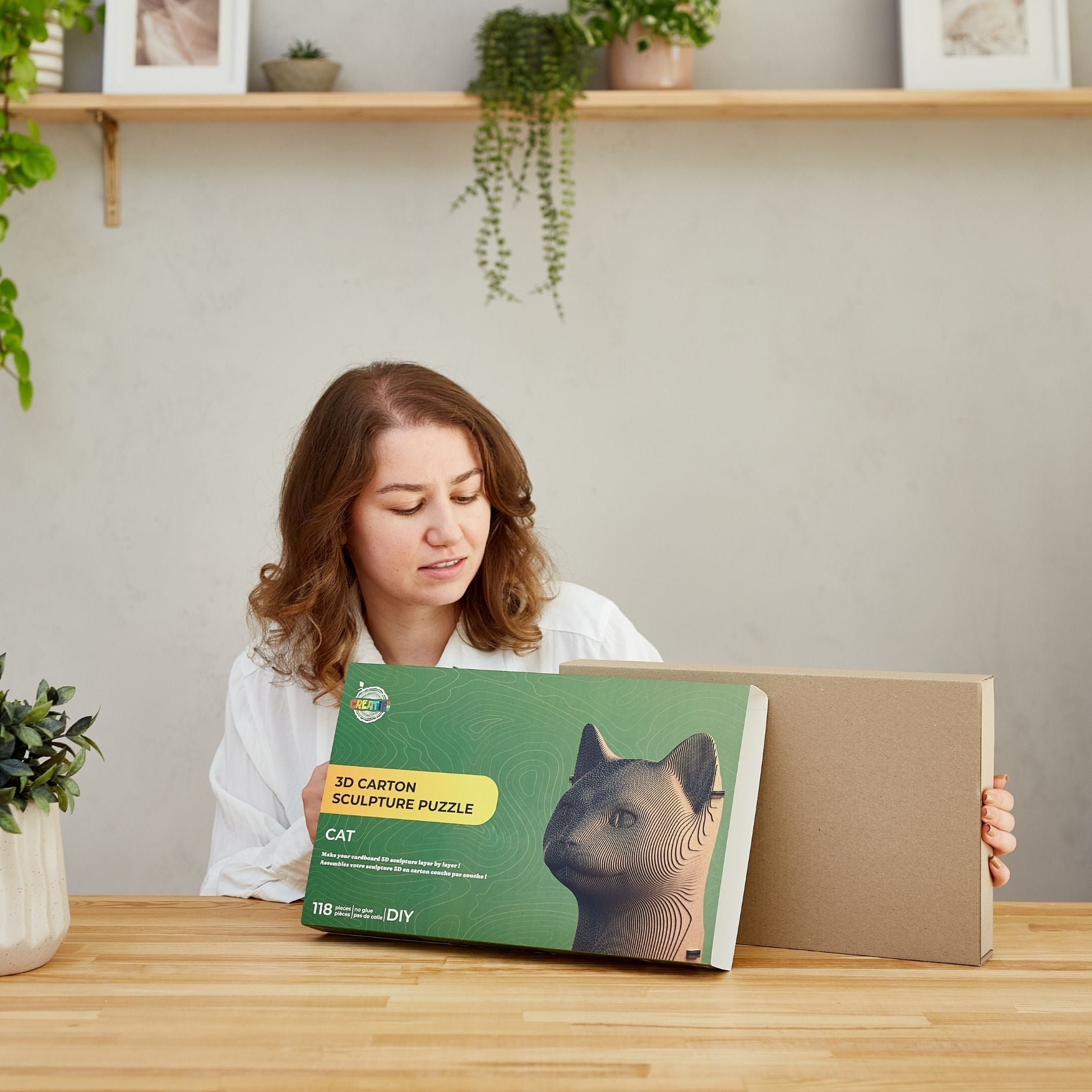 3D cardboard puzzle-sculpture Cat